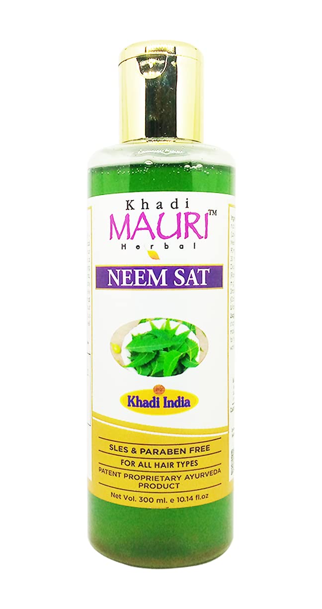 Khadi Mauri Herbal Neem Shampoo for Deep Hair & Scalp Cleansing - Promotes Shiny, Lustrous Hair with Tea Tree Oil & Basil - 100% Natural Ingredients - 210 ML - Perfect for Daily Hair Care & Scalp Health