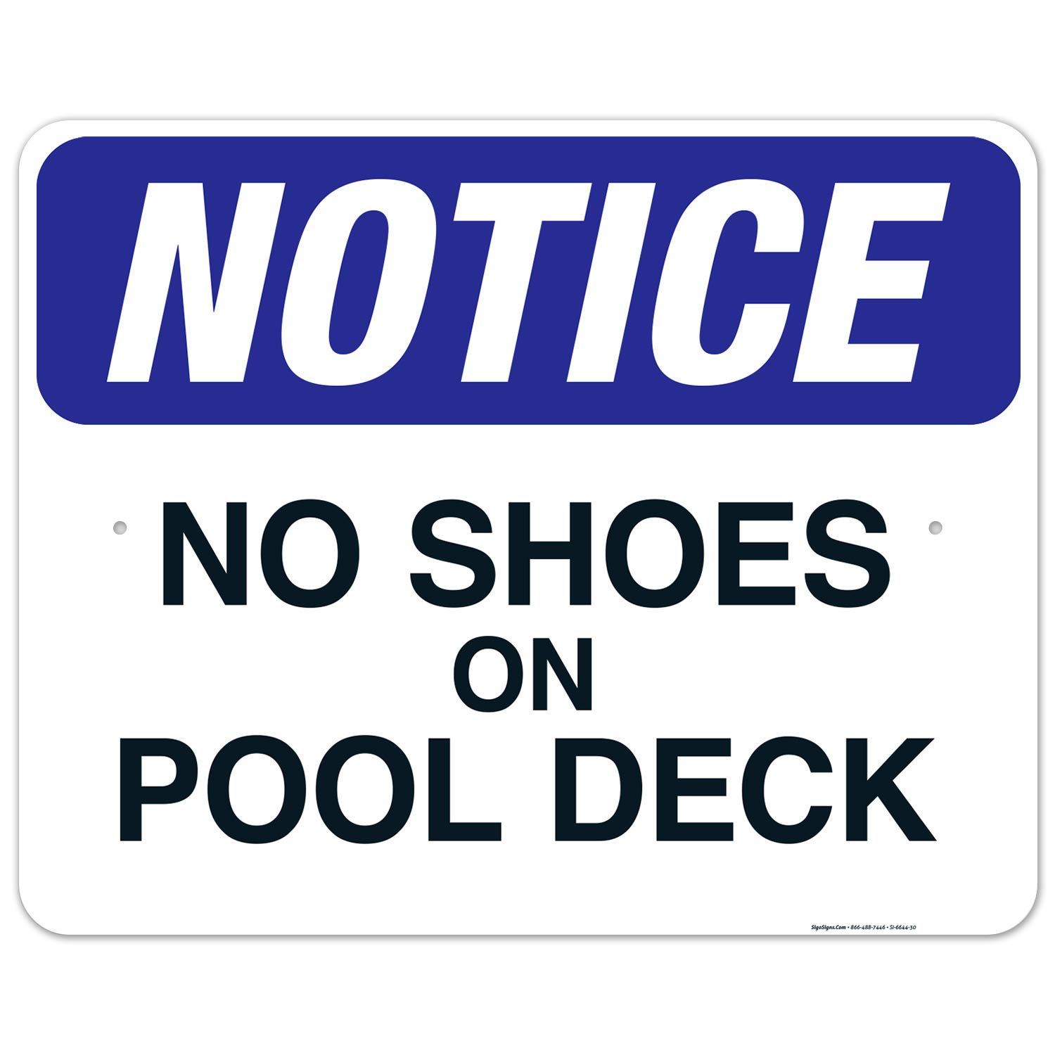 Pool Rules Sign - No Shoes On Pool Deck, 24x30 Inches, Rust-Free .063 Aluminum, Fade Resistant, Indoor/Outdoor Use, Made in USA - Perfect for Public Pools, Hotels, Resorts & Community Swimming Areas
