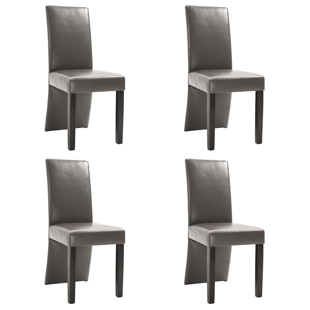 4-Piece Gray Faux Leather Dining Chairs Set - Modern Comfortable Kitchen Chairs for Dining Room, Living Room, Bedroom & Restaurant Use