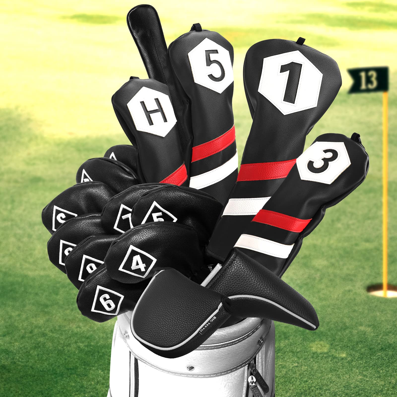Magnetic Golf Club Headcover for Ping & Odyssey - Big Teeth Design (White/Green/Black) | Durable Protection for Drivers & Woods | Perfect for Golf Tournaments & Practice Rounds