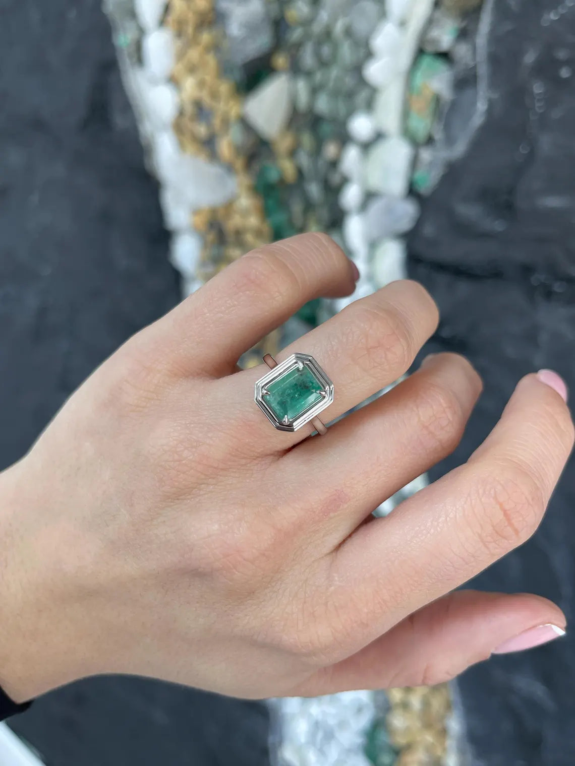 2.75ct Natural Emerald Solitaire Ring - Emerald Cut Engagement Ring for Women - Perfect for Weddings, Anniversaries & Special Occasions