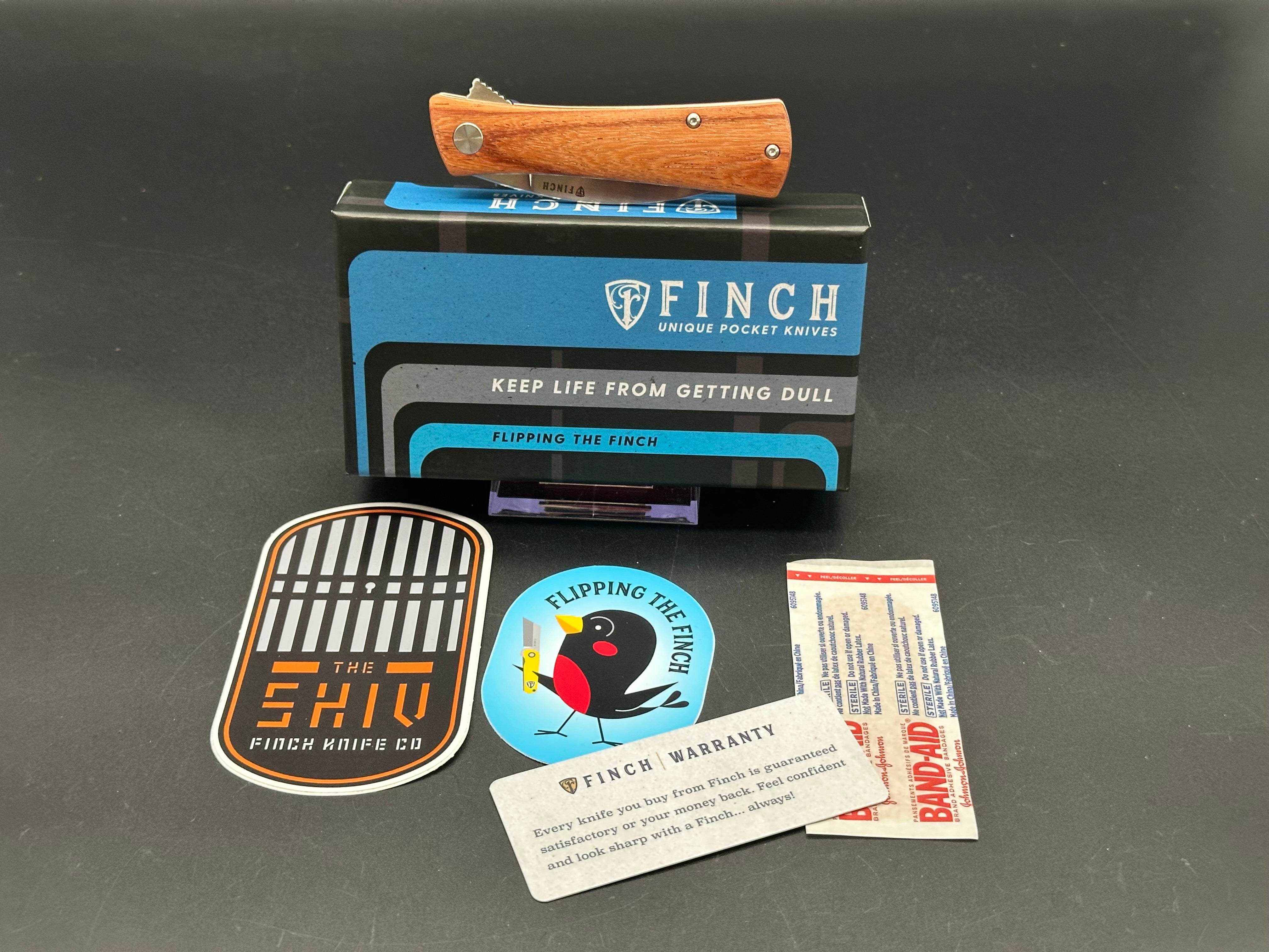 FINCH SHIV MKURUTI Tactical Knife - 14C28N Stainless Steel Blade, Plain Edge, Satin Finish, Wood Handle - Survival, Camping, Hunting & Outdoor EDC Gear
