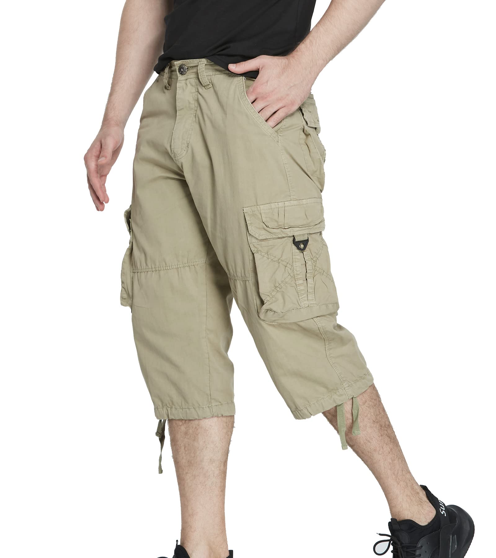 Men's 3/4 Length Cargo Shorts - Below The Knee Casual & Utility Shorts for Outdoor Activities, Hiking, and Summer Wear