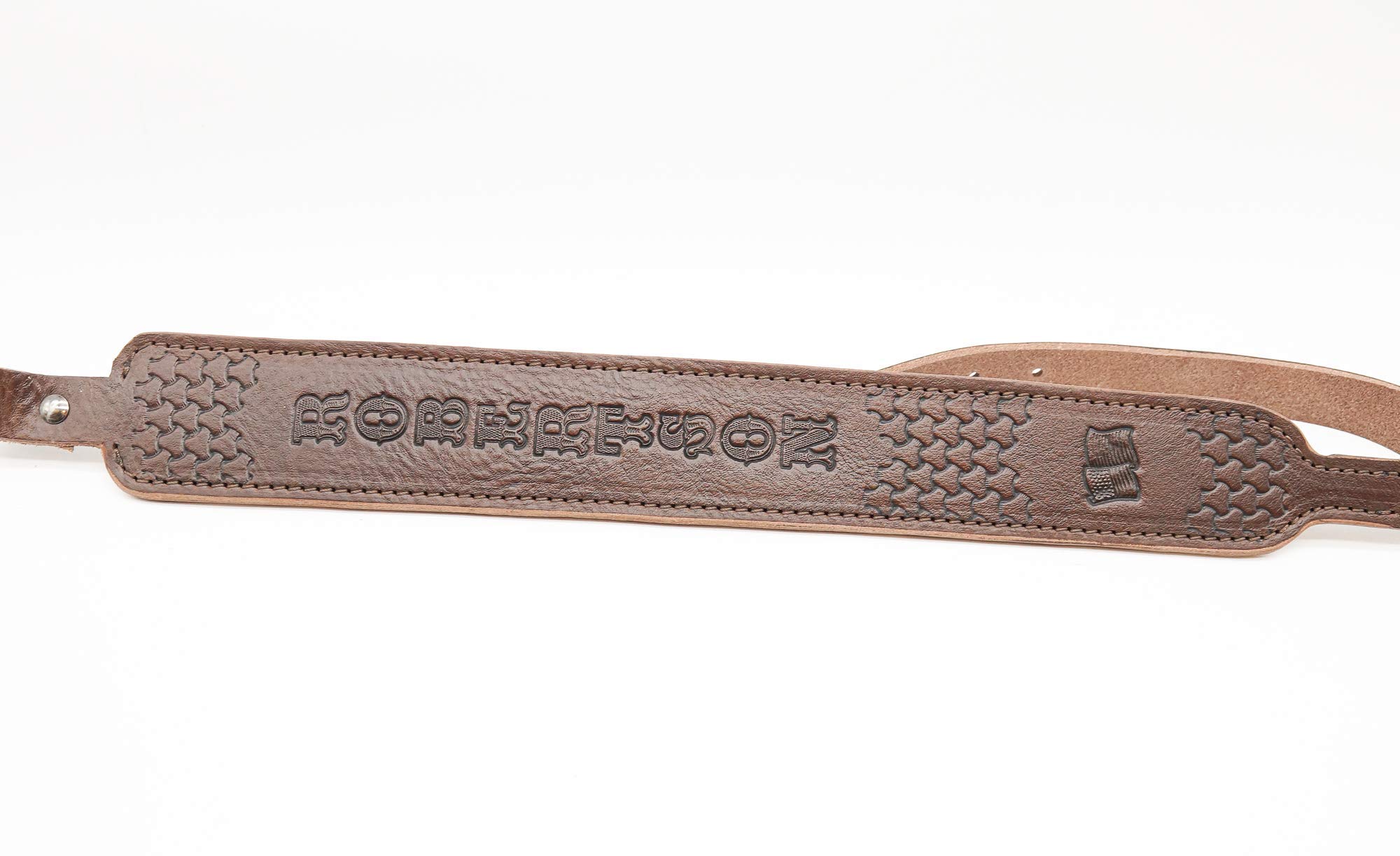 Customizable Leather Rifle Gun Sling - Padded & Skinny Style - Hand-Tooled Chocolate Brown - Hunting, Shooting & Outdoor Sports Accessory