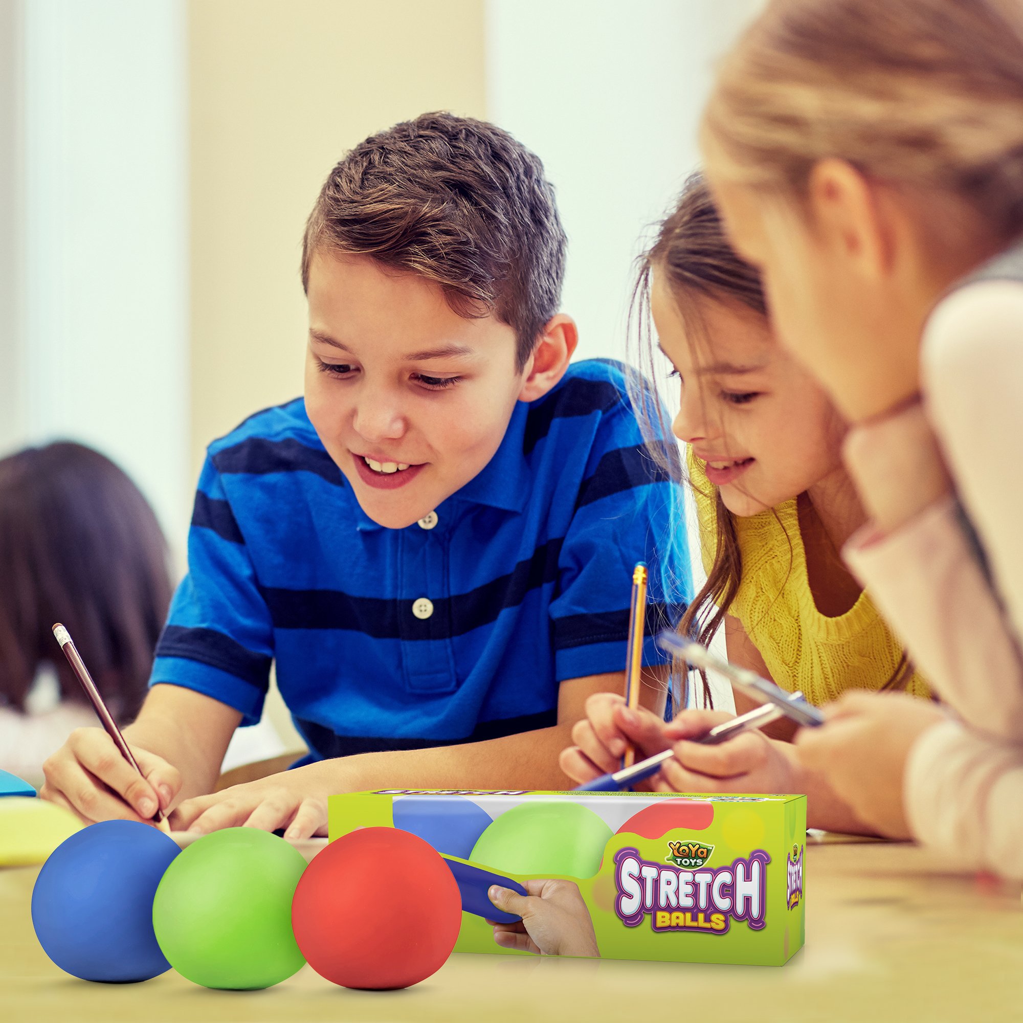 YoYa Toys Pull, Stretch and Squeeze Stress Relief Balls - Set of 3 Elastic Sensory Fidget Toys for Anxiety, Autism & Special Needs, Calming Therapy Tools for Kids & Adults - Perfect for Classroom, Office & Home Use