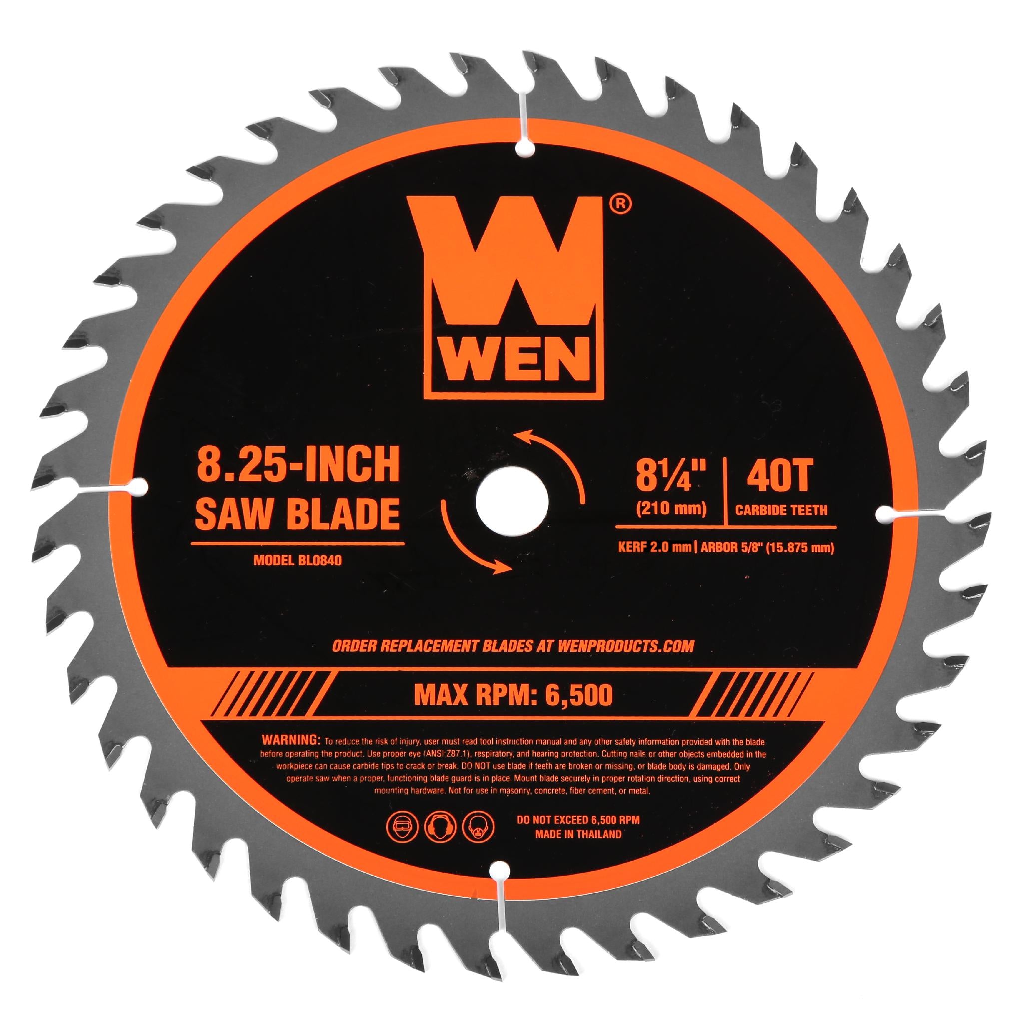 WEN BL0840 8.25 Inch 40 Tooth Carbide Tipped Circular Saw Blade for Wood Cutting - Perfect for DIY Projects, Carpentry, and Woodworking Tasks