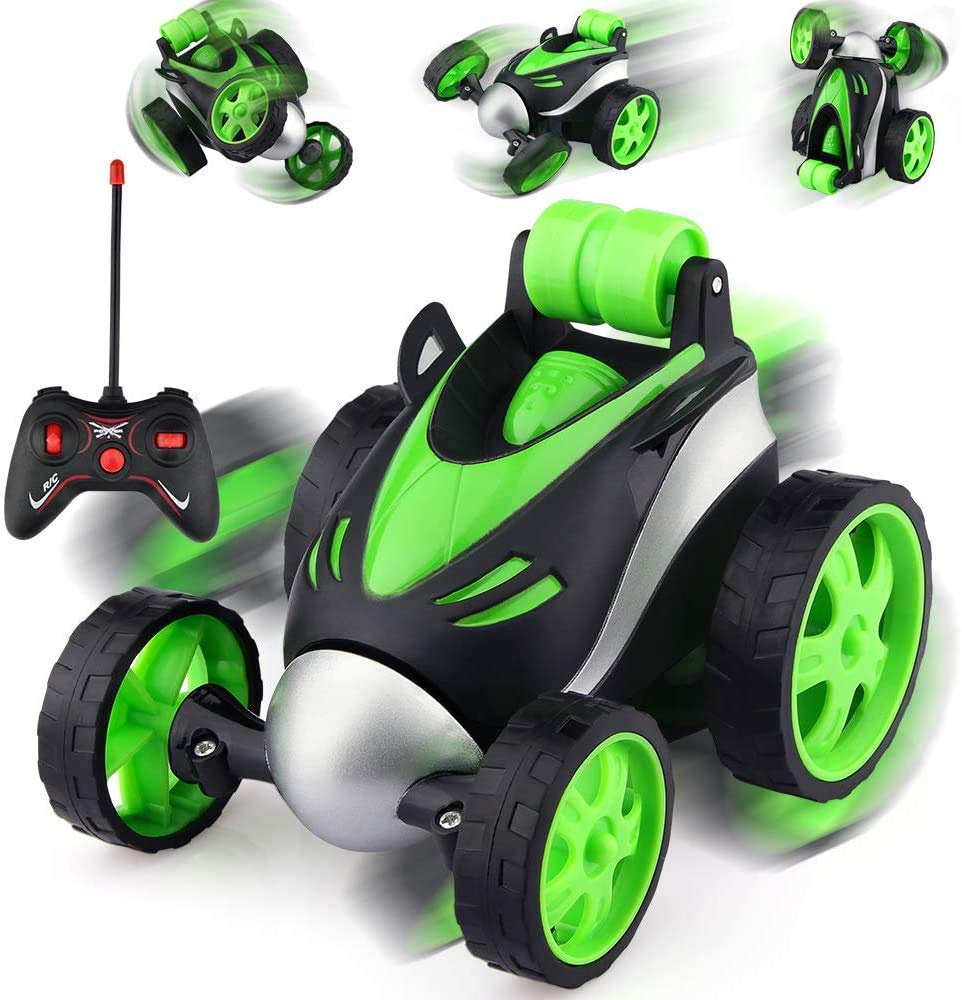 JASOBI 360° Rolling Mini Stunt RC Car for Kids - Rechargeable USB Toy Car with Forward/Backward & Left/Right Turns - Yellow Remote Control Vehicle for Indoor & Outdoor Play
