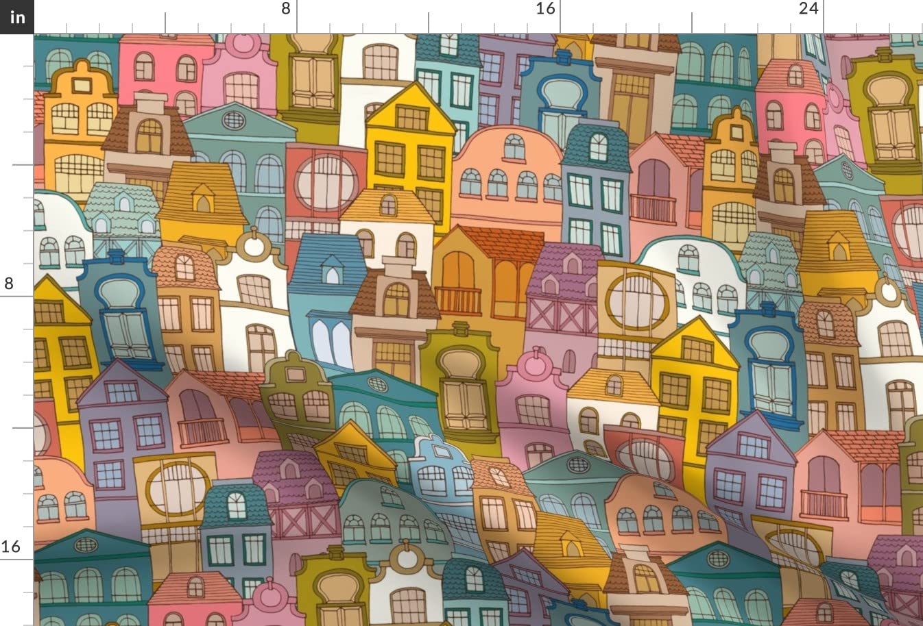 City Village Town Printed Satin Fabric Fat Quarter - Premium Sewing Material for Lining, Apparel, Fashion, Blankets & Home Decor | Perfect for DIY Projects, Quilting & Crafting