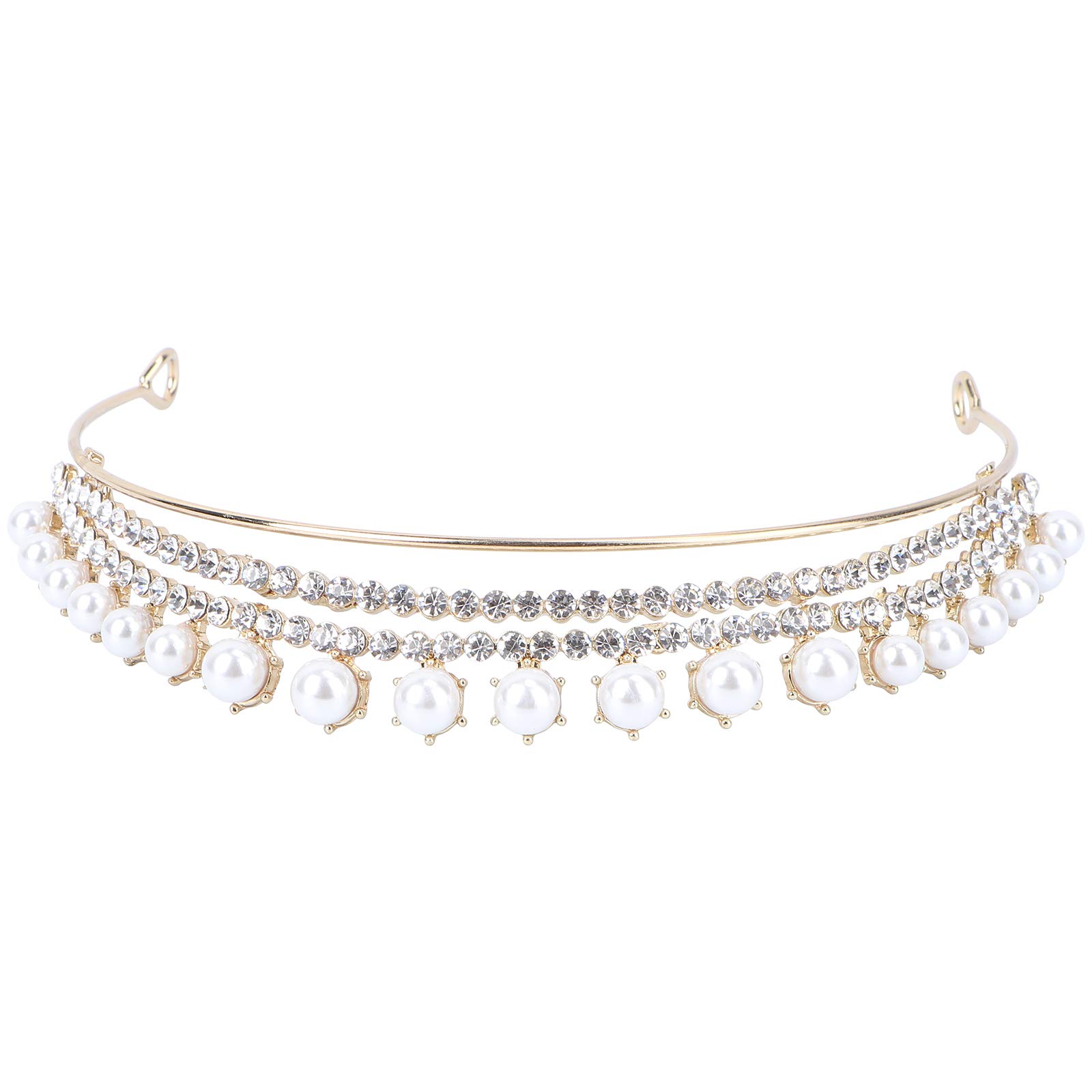 Crystal Rhinestone Headband with Pearls - Wedding Tiara for Brides & Princesses