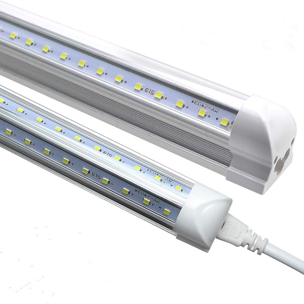 5ft V-Shape Integrated LED Tube Lights - 48W Linkable Shop Lights (4800LM, AC85-277V) - SMD2835 Clear Cover Cool White 6000K - Dual-Sided LED Cooler Door Lights (25 Pack) - Perfect for Warehouses, Garages, Retail Stores & Commercial Lighting