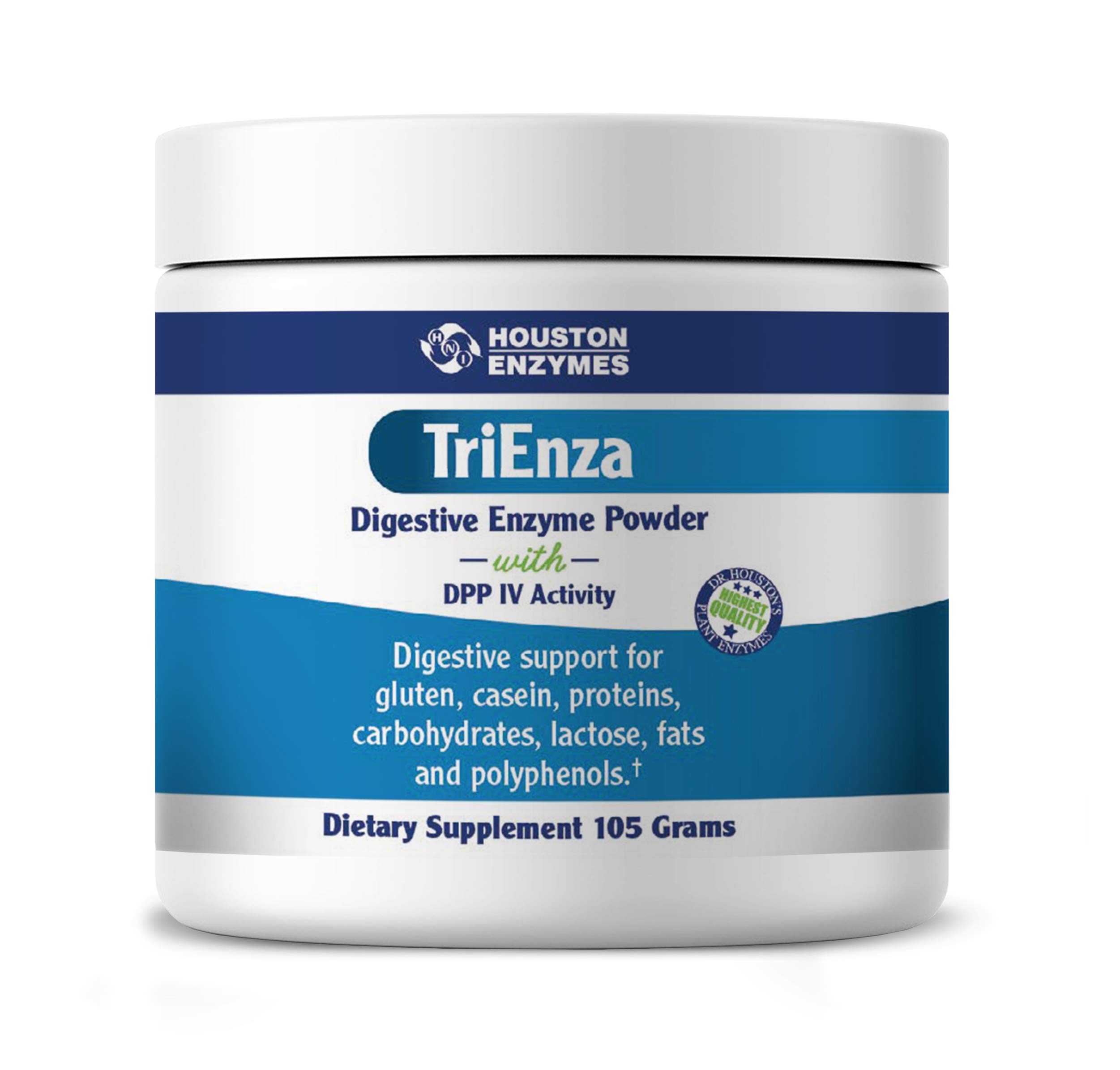 Houston Enzymes TriEnza - 105g Broad-Spectrum Digestive Enzyme Powder for Gluten, Casein, Soy & Food Intolerances - Supports Protein, Carb, Sugar & Fat Digestion - Ideal for IBS, Leaky Gut & Digestive Discomfort Relief