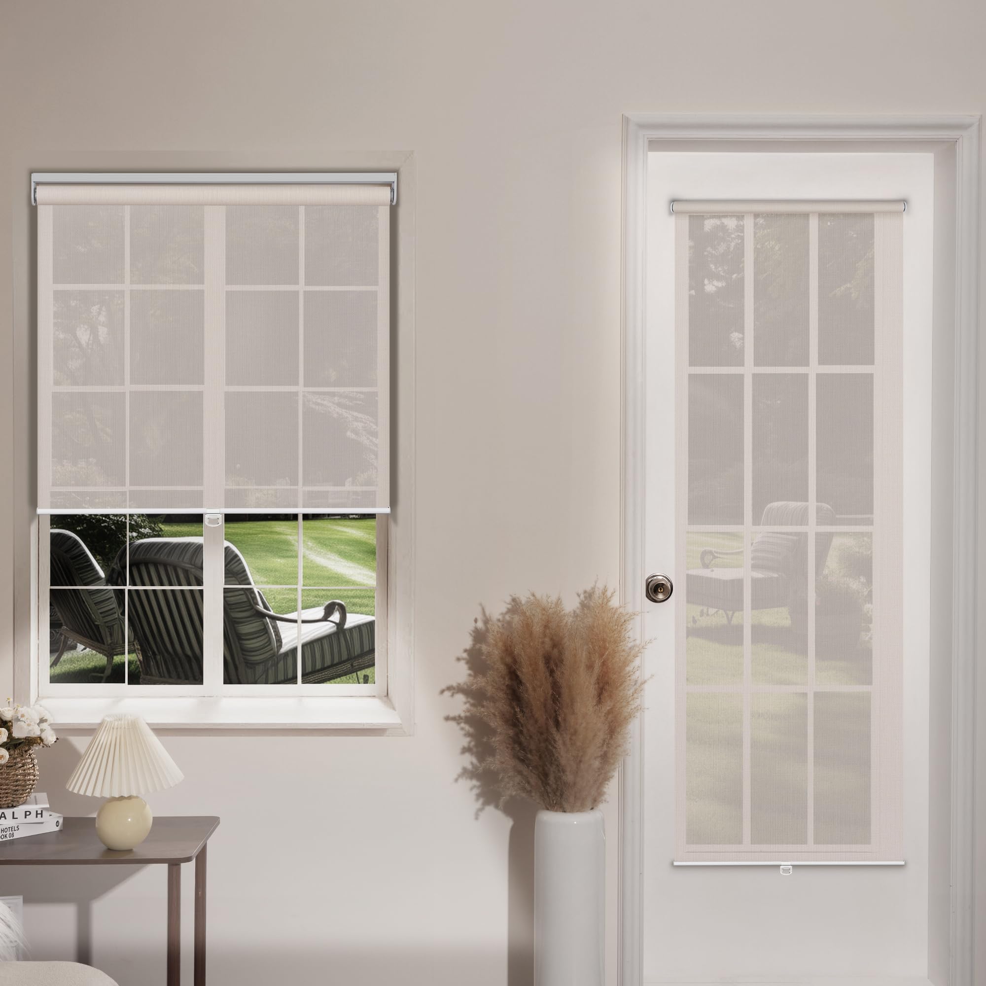 Cordless Solar Roller Shades - 5% Openness, UV Protection for Home & Office