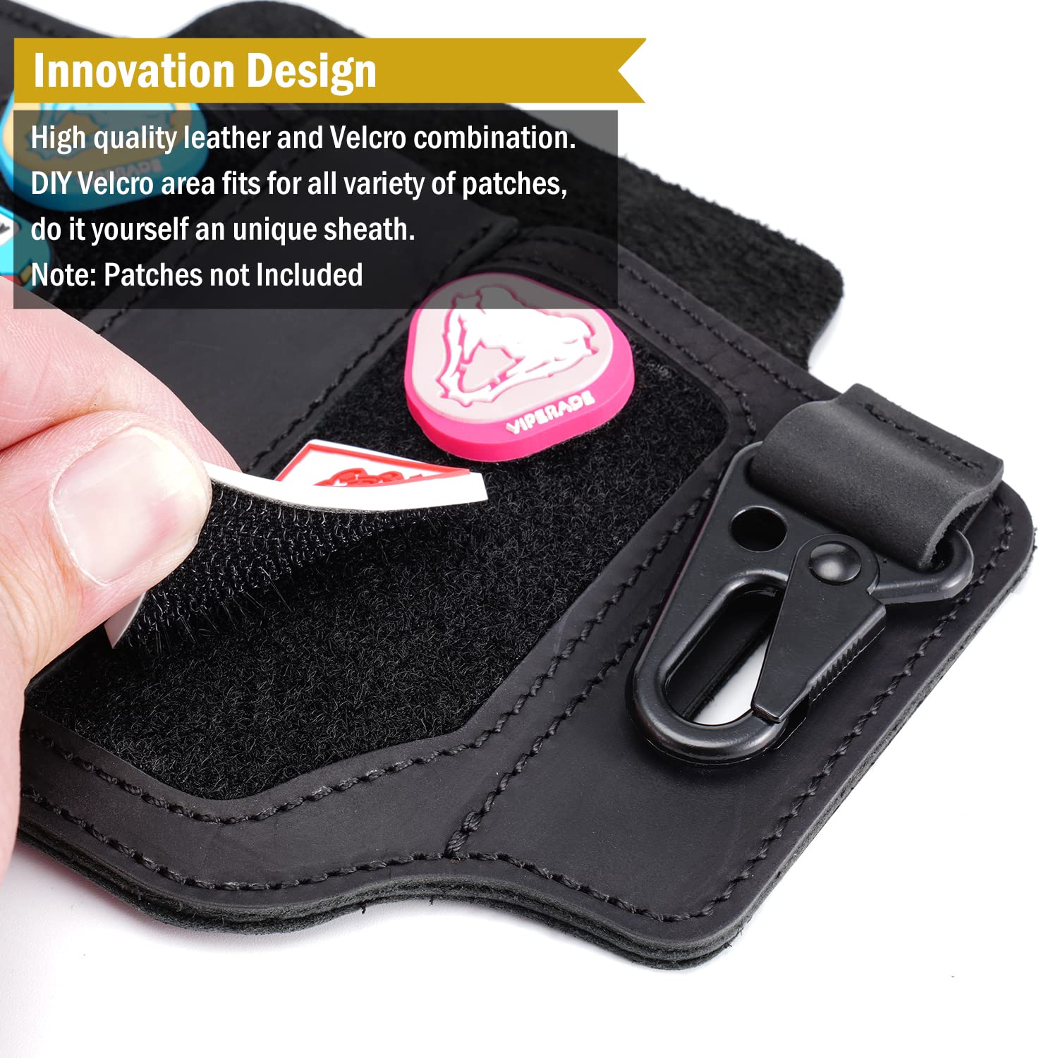 VIPERADE PL3 Leather Multitool Sheath with DIY Patch Area - EDC Pocket Organizer for Men, Belt Organizer with Flashlight & Pen Holder - Perfect for Camping, Hiking & Everyday Carry (Black)
