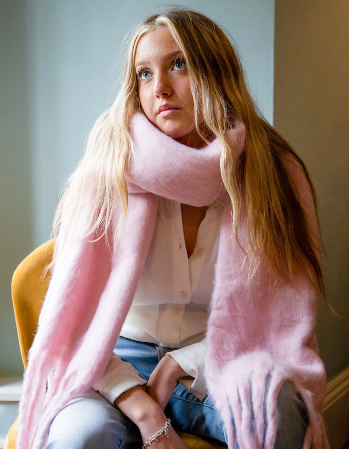 Super Soft Candy Pink Blanket Scarf - Cozy Winter Wrap for Women, Fashionable Oversized Shawl | Perfect for Travel, Office & Outdoor Activities