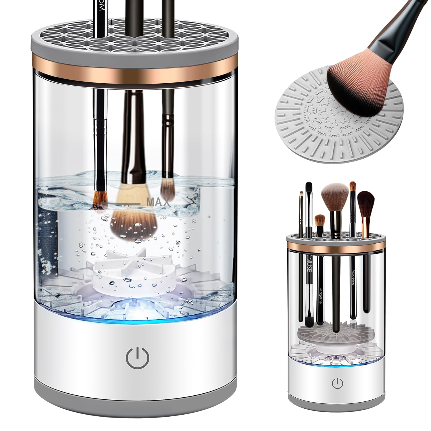 Electric Makeup Brush Cleaner with Cleaning Mat - USB Rechargeable Automatic Makeup Brush Washer for All Brush Sizes - Perfect Gift for Women & Girls - Ideal for Home, Salon & Travel Use