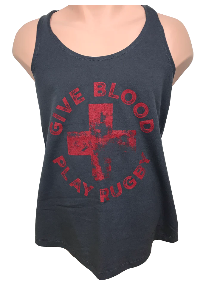 Give Blood Play Rugby Women's Tank Top - Sporty & Stylish Rugby Apparel for Women - Perfect for Rugby Games, Training & Casual Wear