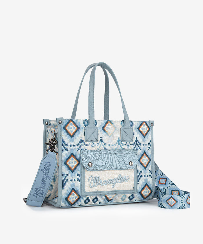 Wrangler Aztec Concealed Carry Canvas Tote Bag for Women - Stylish & Durable Purse with Hidden Gun Pocket - Perfect for Everyday Use, Travel & Outdoor Activities