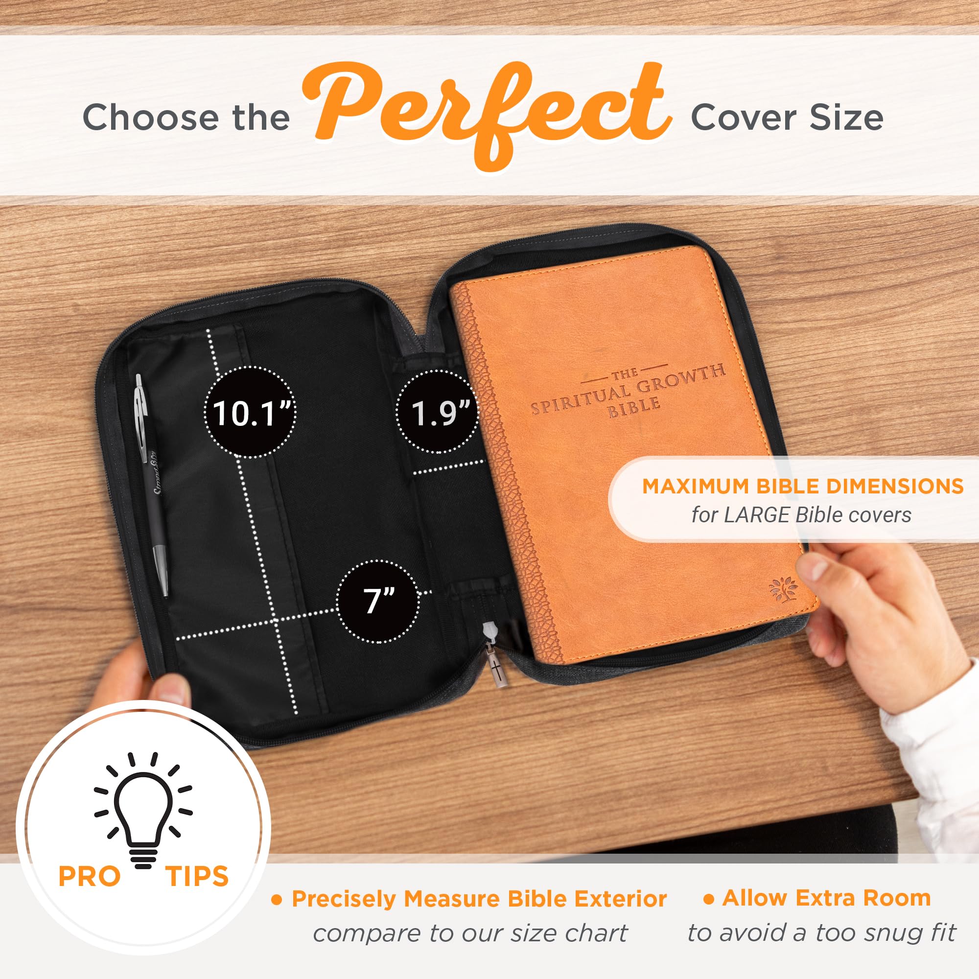 Premium Christian Bible Cover with Zipper Pocket & Pen Holder - Isaiah 40:31 Inspirational Verse for Men & Women | Durable Polyester, Charcoal Gray, Large Size | Perfect for Church, Bible Study & Travel