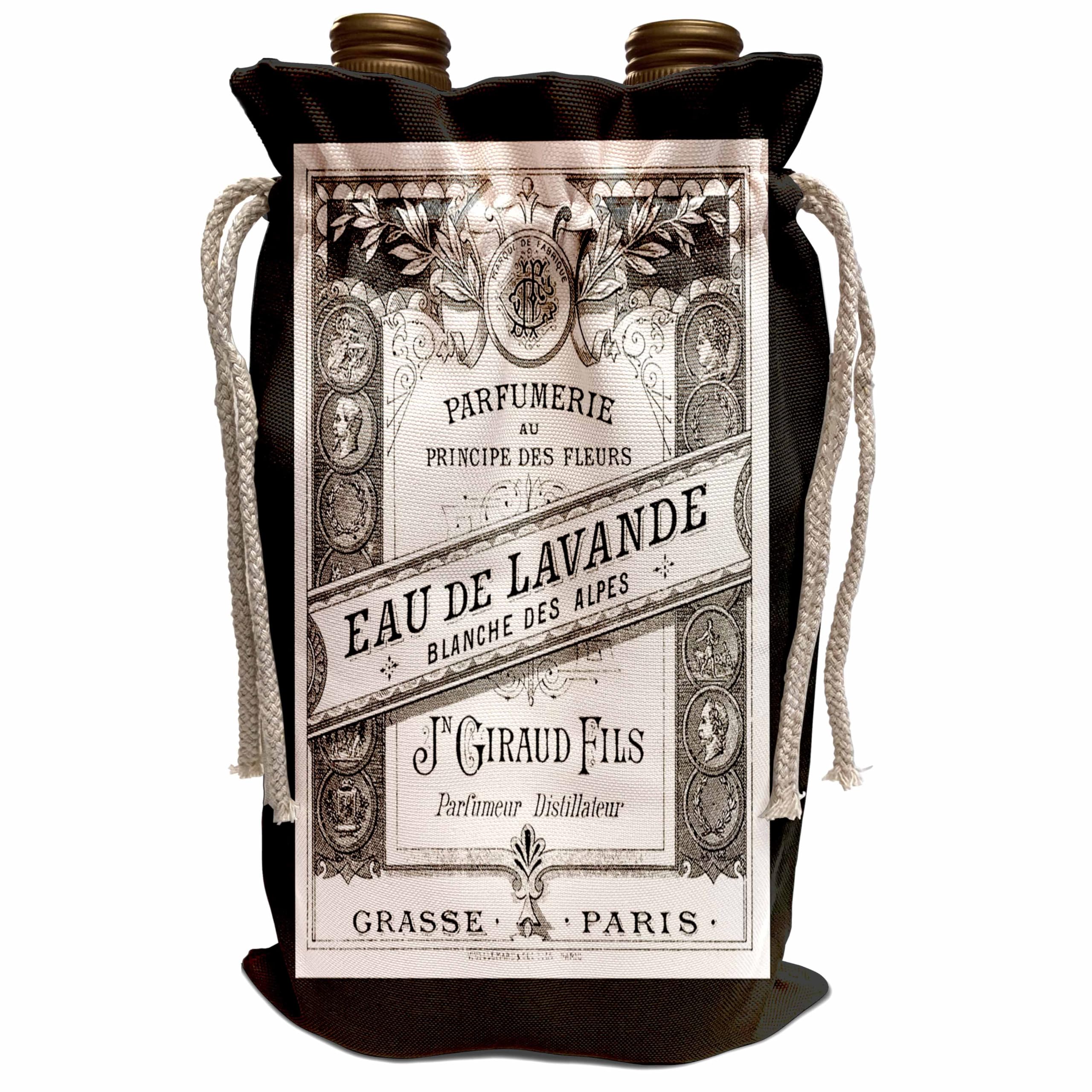 Vintage Wine Gift Bag with Paris Perfume Label Design - Elegant Black & White French Style for Wine Bottles, Perfect for Gifts, Parties & Special Occasions