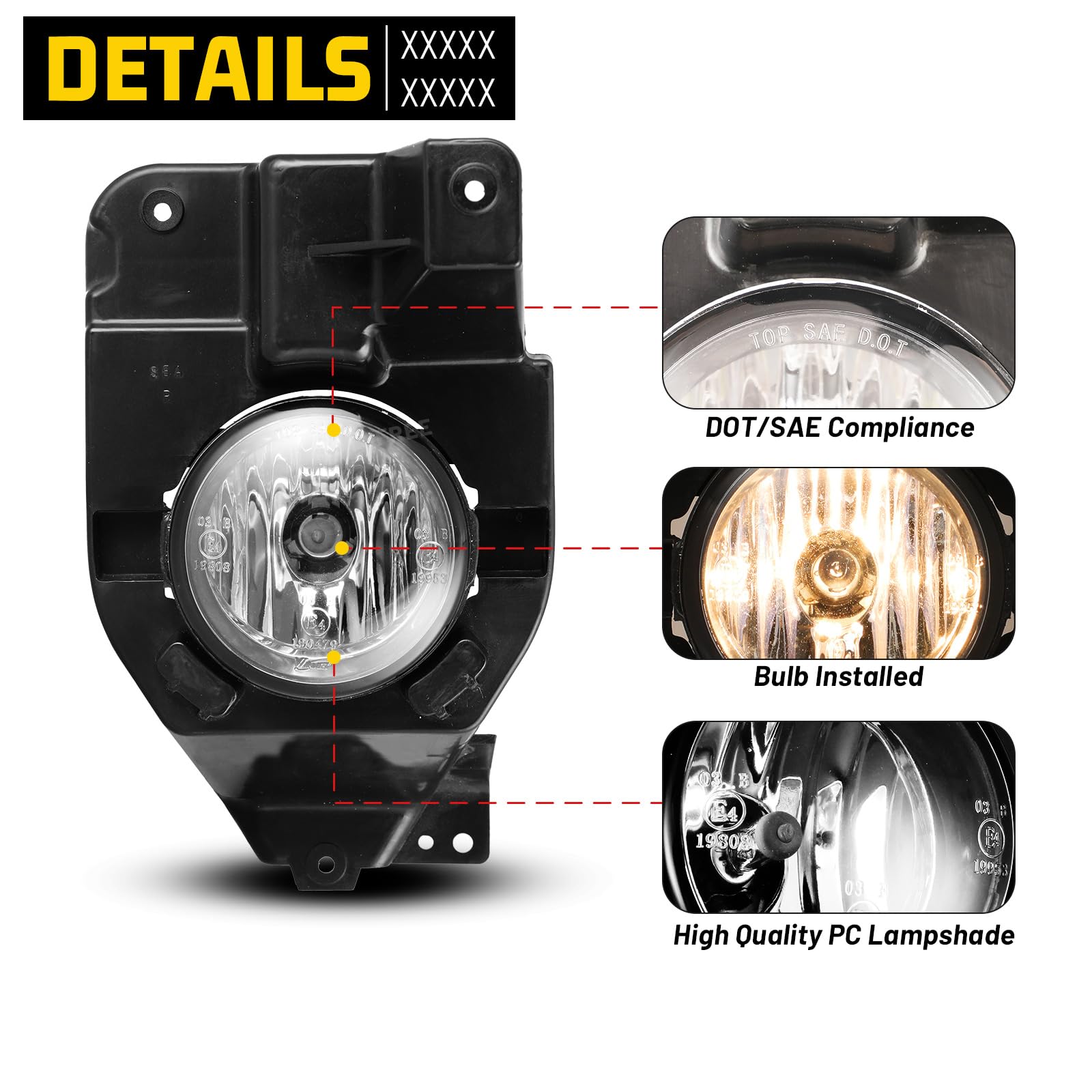 2011-2015 Ford Explorer Fog Lights Replacement Kit - 1 Pair Clear Lens LED Driving Spot Lights for Enhanced Visibility in Rain & Fog | Perfect for Off-Roading & Night Driving