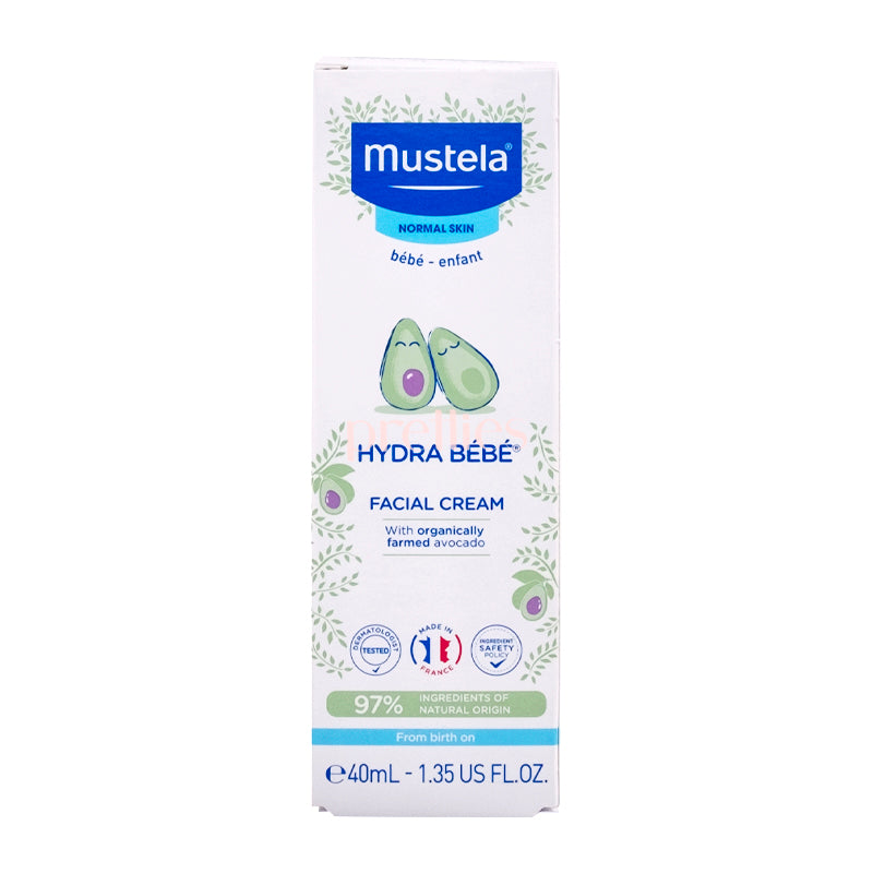 Mustela Hydra Bebe Baby Face Cream 40ml - Hydrating Moisturizer for Sensitive Skin (Blue) | Gentle Daily Care for Newborns & Infants | Perfect for Dry Skin & Eczema Relief