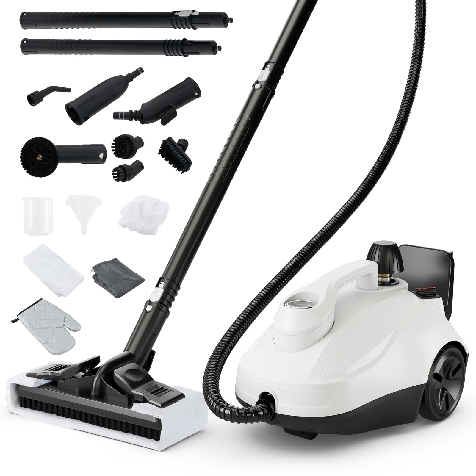 COSTWAY 1800W Multi-Purpose Steam Cleaner with 61oz Tank, 15 Accessories - Portable Steamer for Upholstery, Car, Floor, Tile & Grout Cleaning | Trigger Lock & Wheels Included | Perfect for Home Deep Cleaning, Auto Detailing and Sanitizing Surfaces