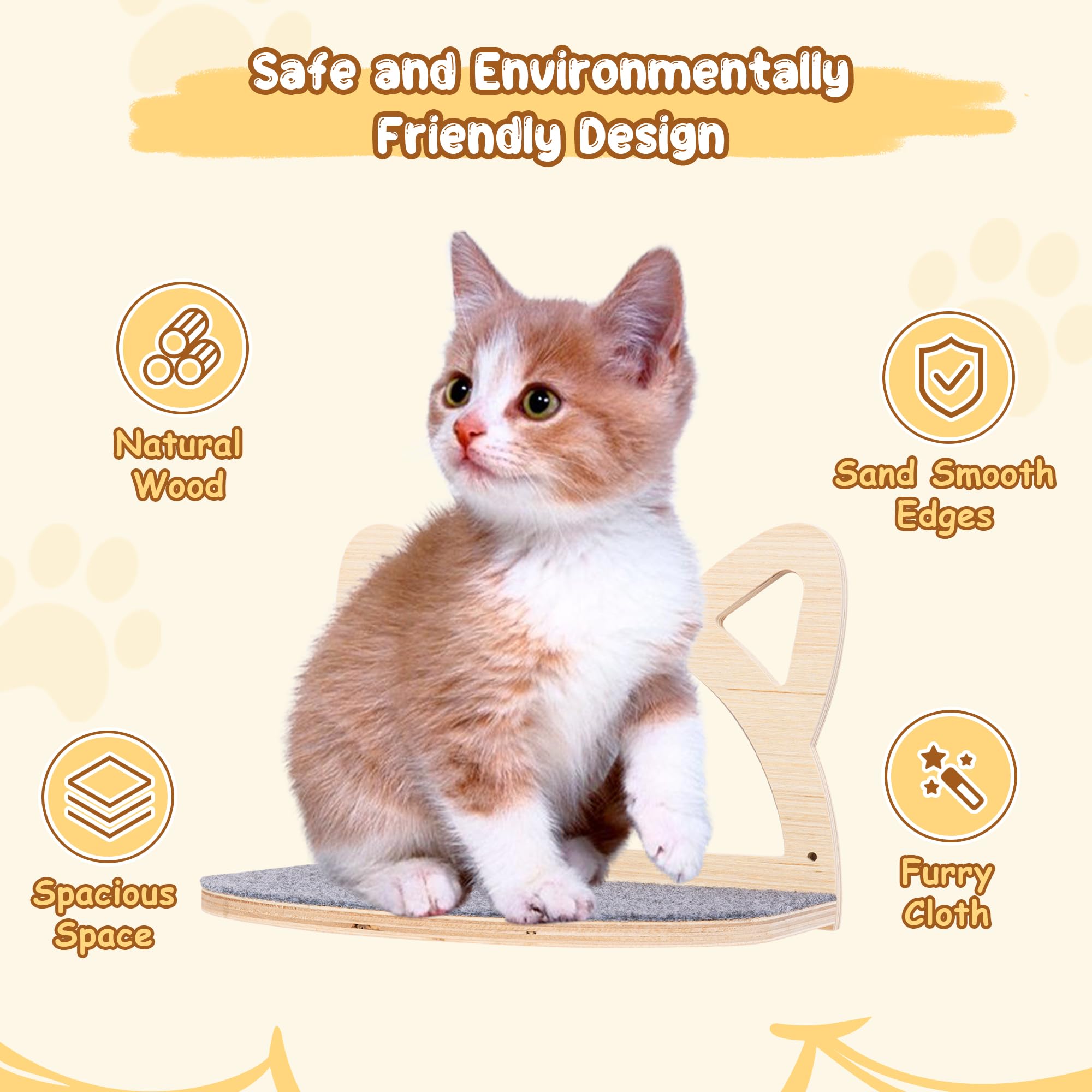 Defined Deco Cat Wall Shelves - Wall Mounted Cat Perches with XXL Hammock & 2 Climbing Steps, Multi-Level Cat Furniture with Scratching Mat for Play, Sleep & Lounge - Perfect for Indoor Cat Climbing, Resting & Exercise in Small Spaces
