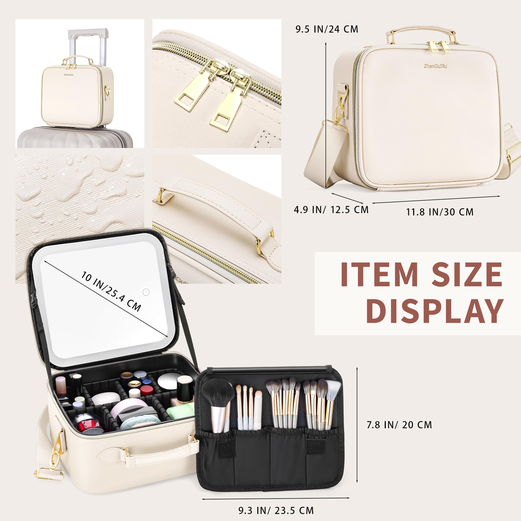 LED Makeup Bag with Lighted Mirror - Portable Travel Cosmetic Organizer Case for Brushes & Makeup Storage - Perfect Gift for Women - Ideal for Travel, Home & Professional Use