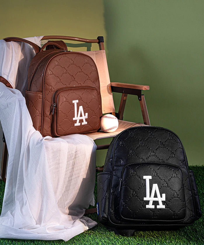 MLB Los Angeles Dodgers Genuine Leather Baseball Backpack for Men & Women - Perfect for Sports, School, Travel & Game Day