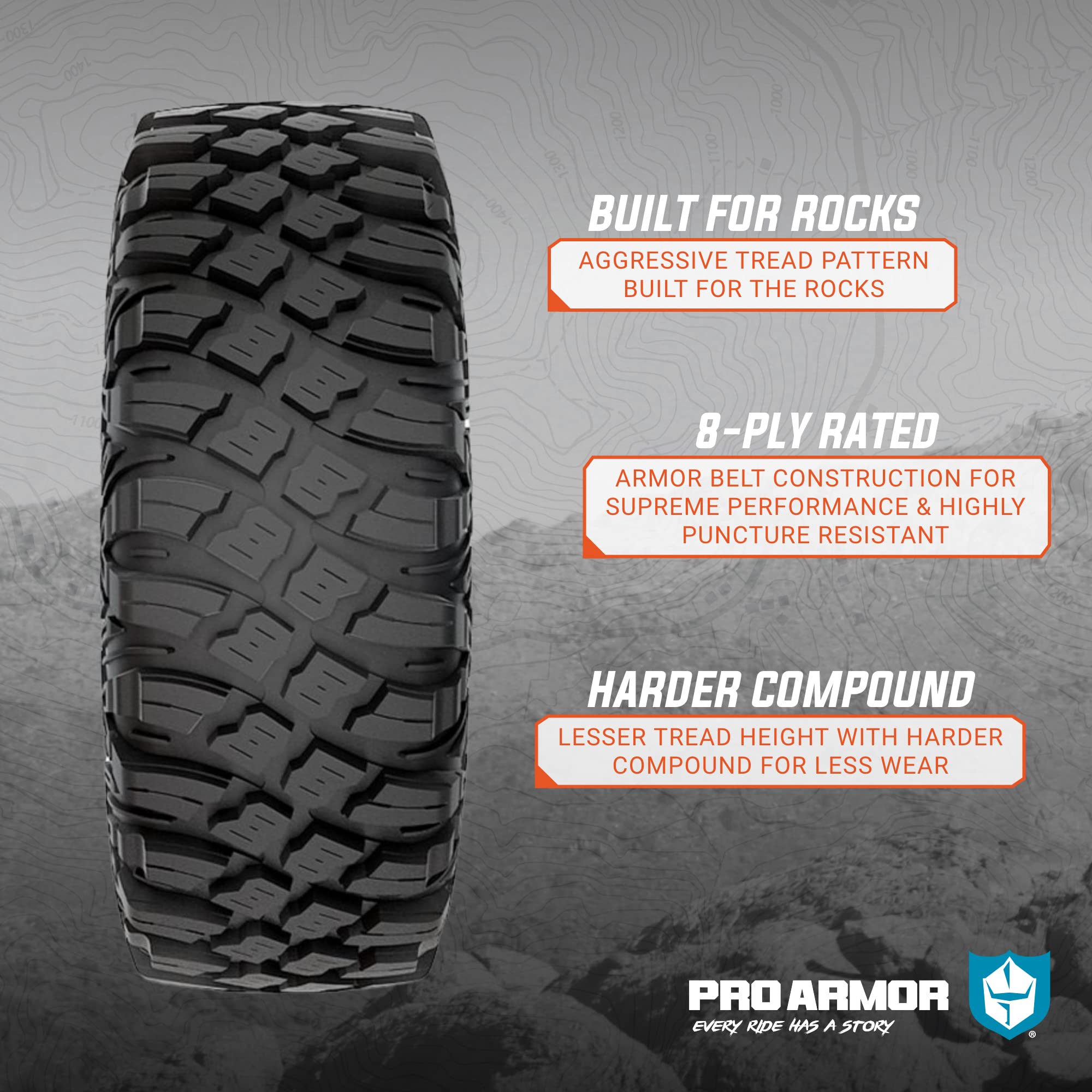 Pro Armor Crawler XR 32x10R15 All-Terrain UTV Tires - Heavy Duty Off-Road Performance for Mud, Sand & Rocky Terrain - Perfect for Trail Riding, Hunting & Farm Work