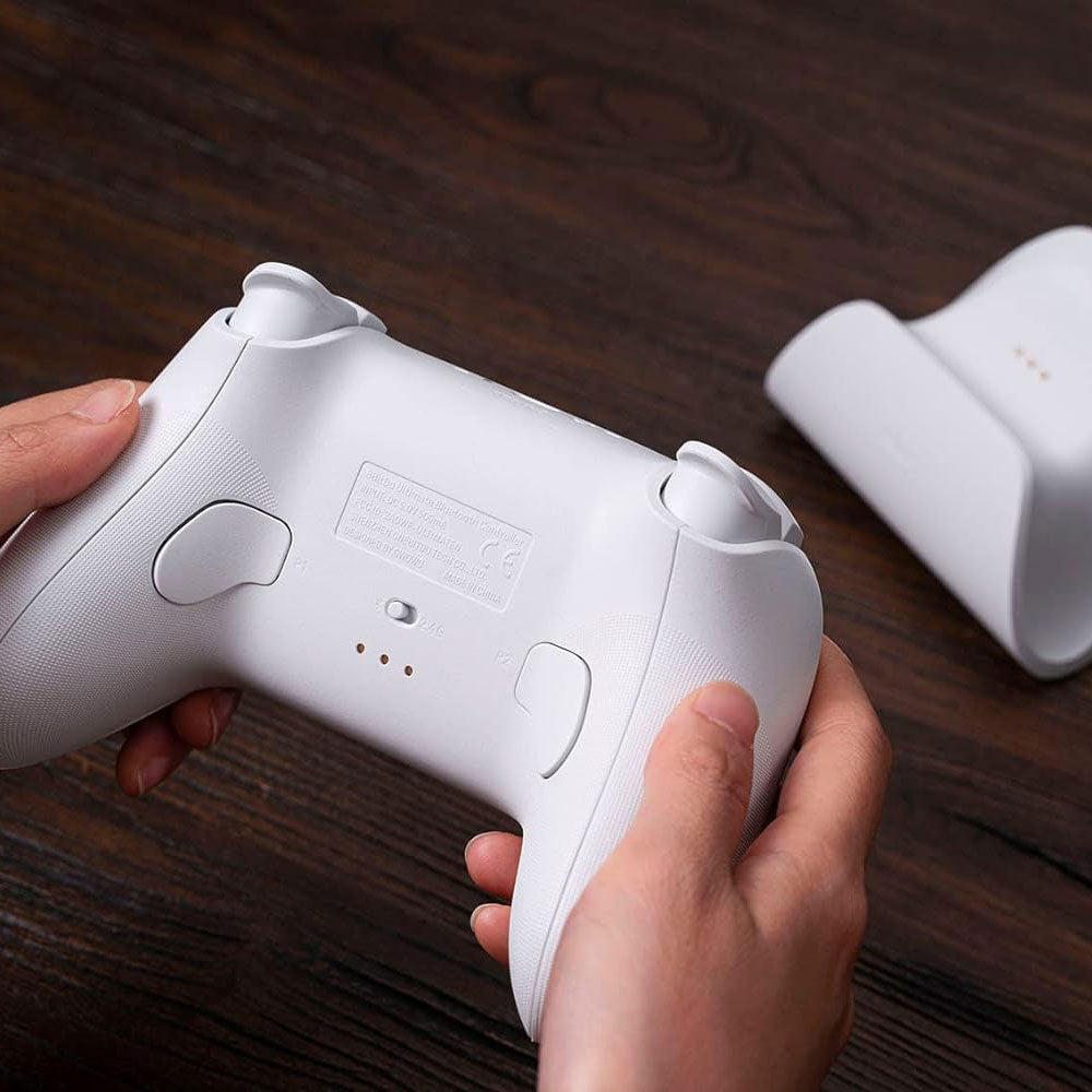 8Bitdo Ultimate Bluetooth Controller with Charging Dock - Wireless Pro Gamepad with Hall Effect Joystick for Nintendo Switch, PC Windows & Steam Deck | Ergonomic Design for Long Gaming Sessions (White)