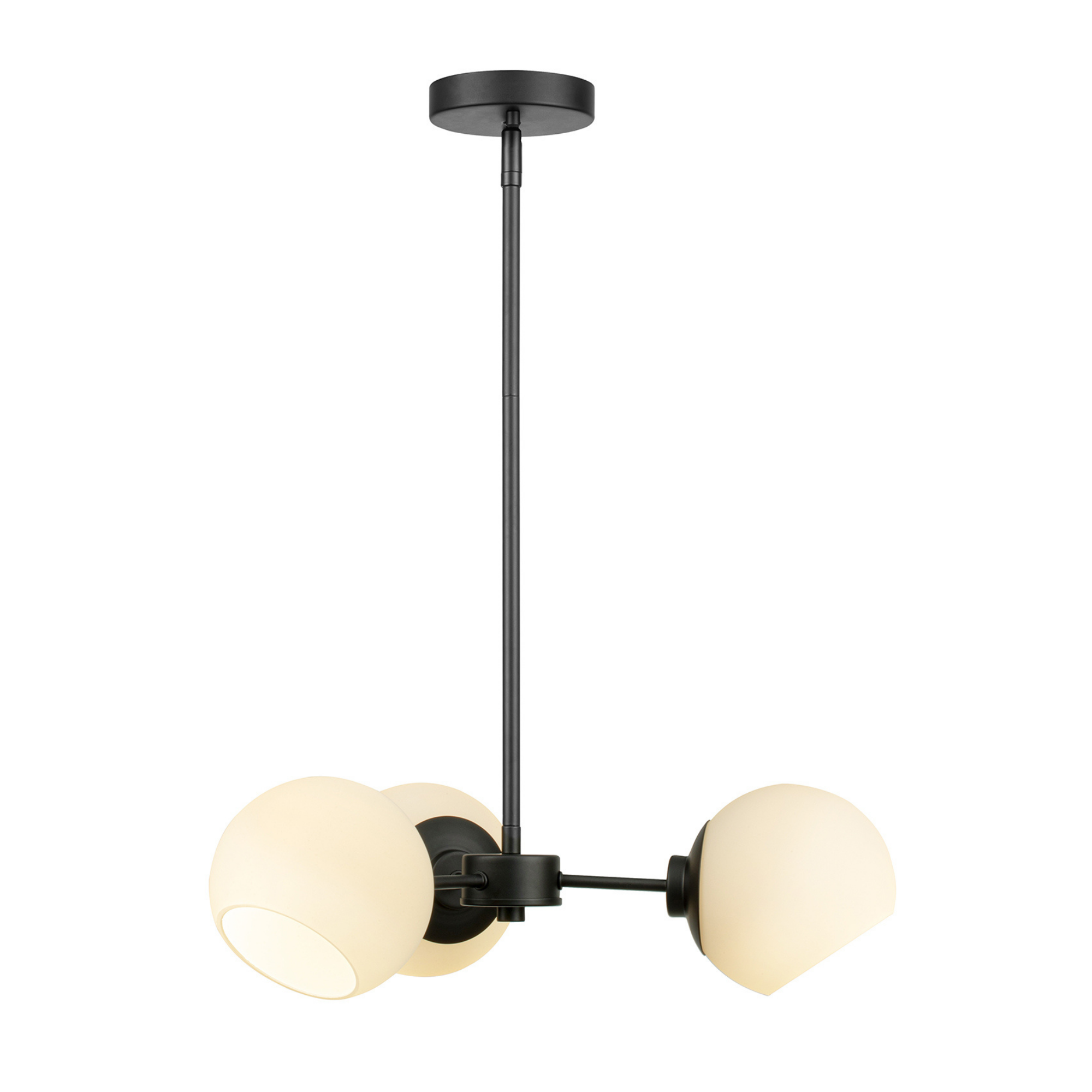 3-Light Stoll Chandelier with Opal Glass Shades - Matte Black Finish for Dining Room, Living Room or Bedroom Lighting