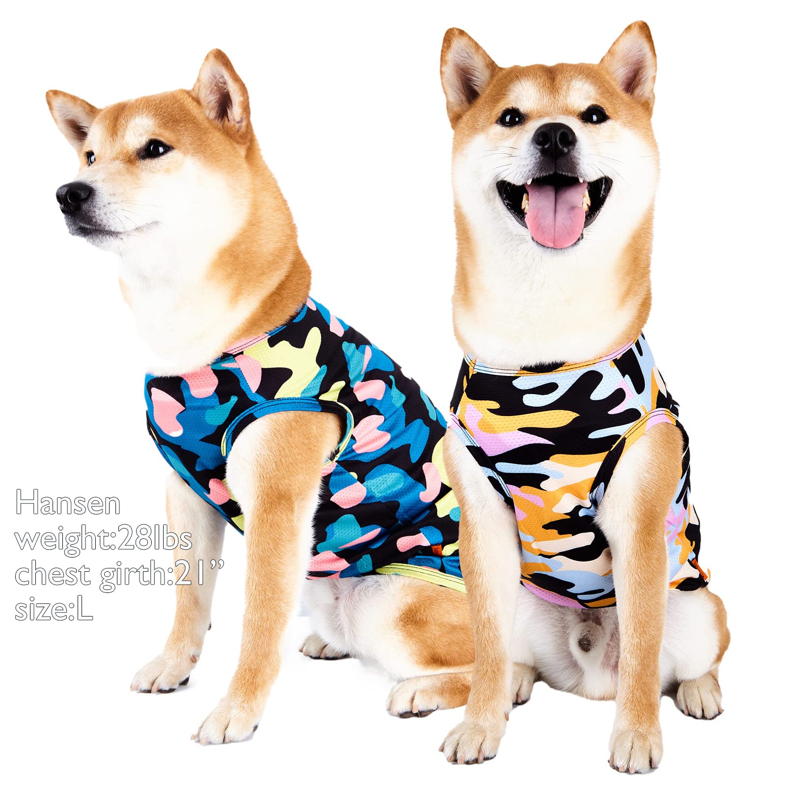 Cooling Dog Shirts for Small Dogs (6-10 lbs) - 2 Pcs Camo UV-Resistant for Summer Walks