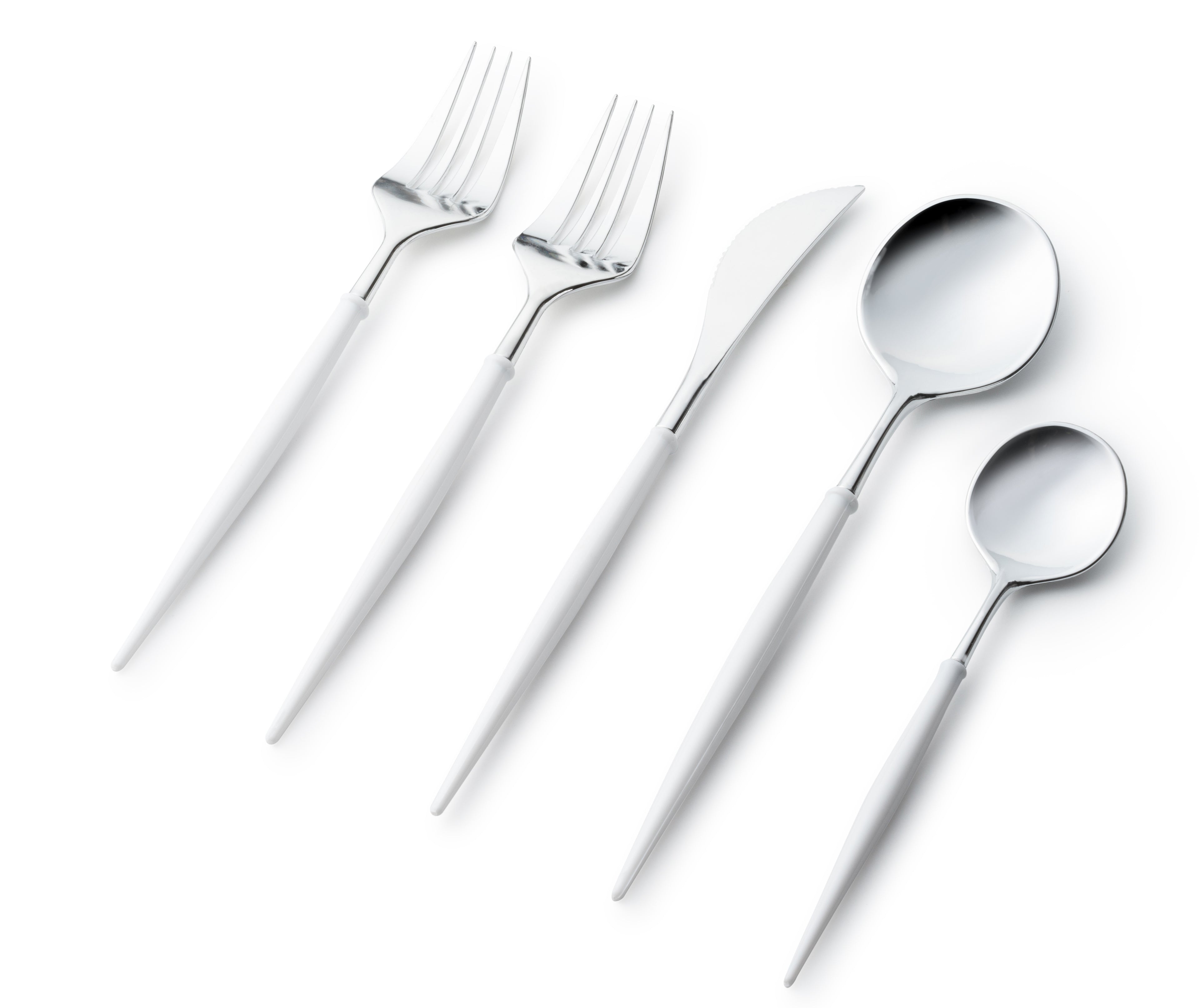 Premium 40-Piece Silver and White Flatware Set for 8 - Elegant Stainless Steel Cutlery for Formal Dining, Dinner Parties & Holiday Entertaining