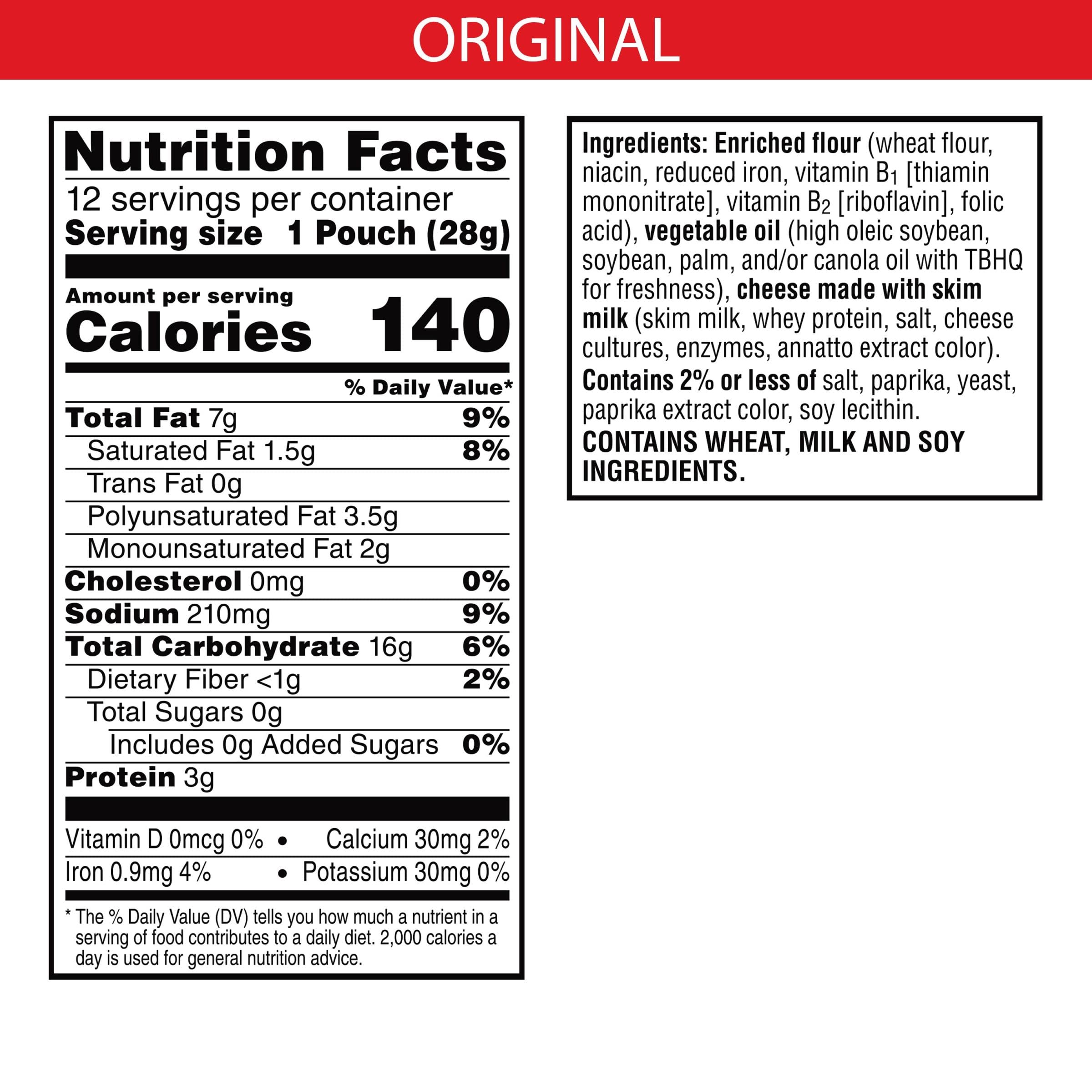 Cheez-It Original Baked Cheese Crackers - 12oz Box (12 Packs) | Crunchy Snacks for Lunch, Office, School & On-The-Go | Perfect for Parties, Road Trips & Movie Nights