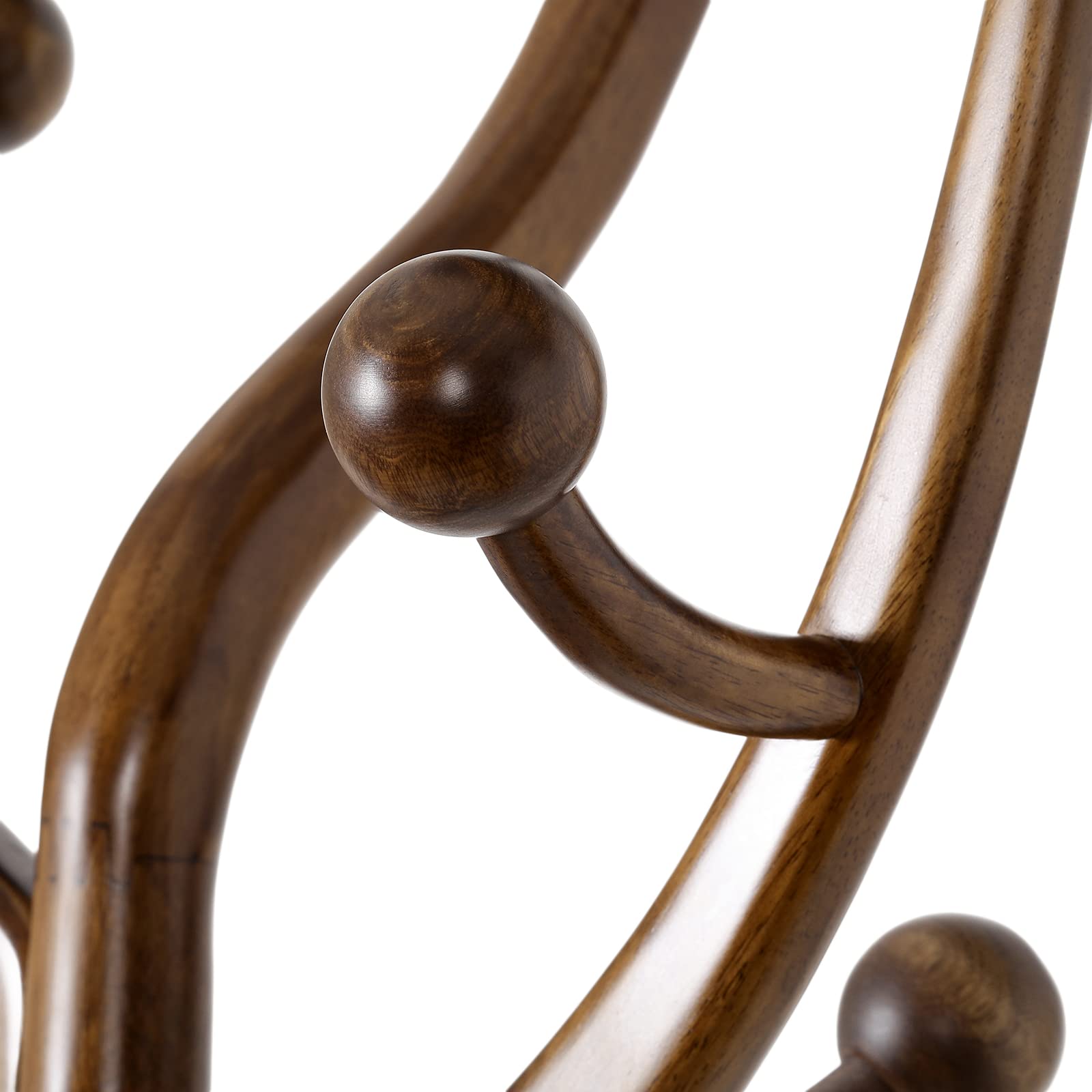 Freestanding Wood Coat Rack with 8 Hooks - Sturdy Tree Branch Design Clothes Hanger Stand (160lb Capacity) for Entryway, Hallway, Bedroom - Perfect for Organizing Jackets, Hats, Bags & Scarves in Walnut Finish