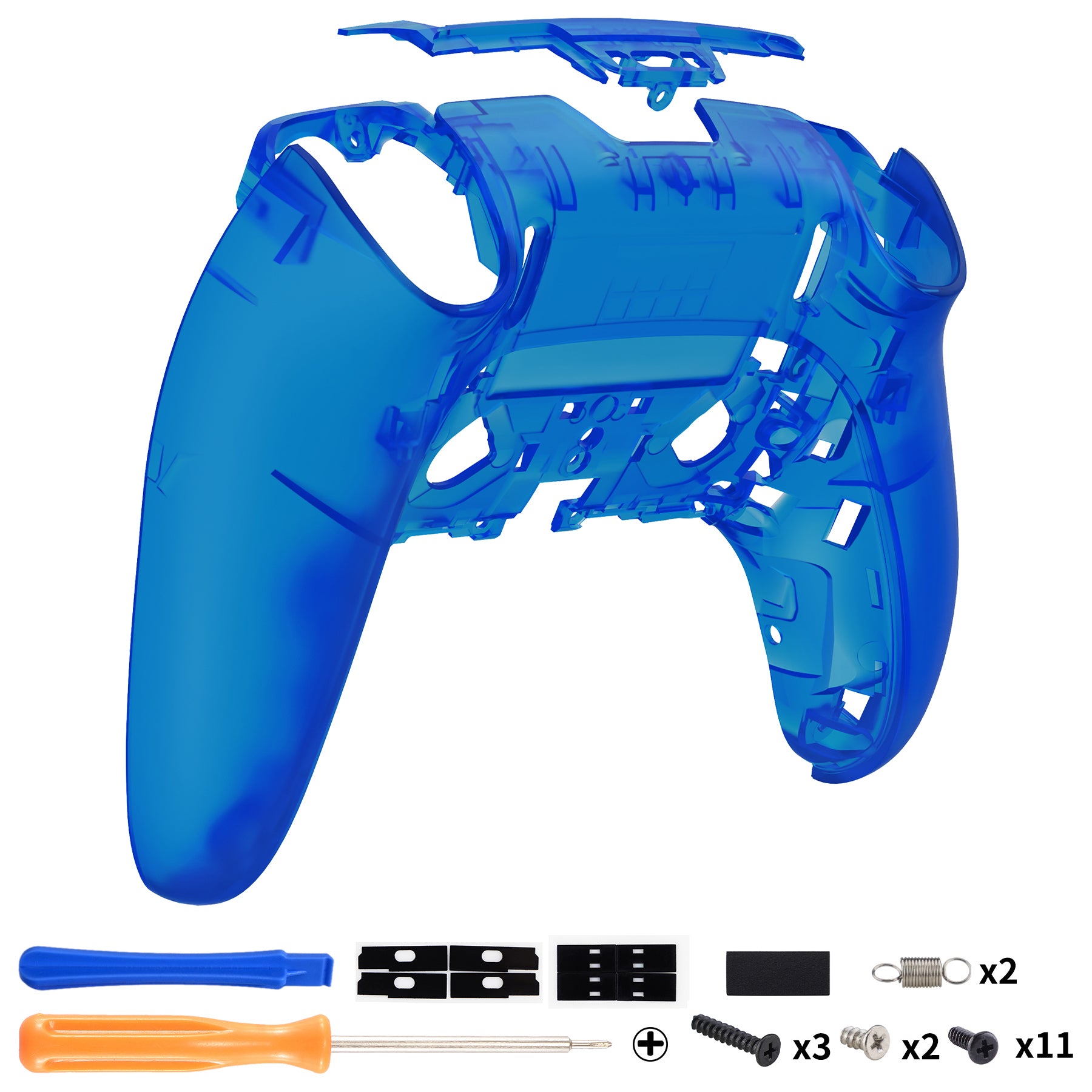 eXtremeRate Clear Blue Replacement Back Housing Bottom Shell for PS5 Edge Controller - Durable & Customizable Gaming Accessory for Enhanced Comfort and Grip
