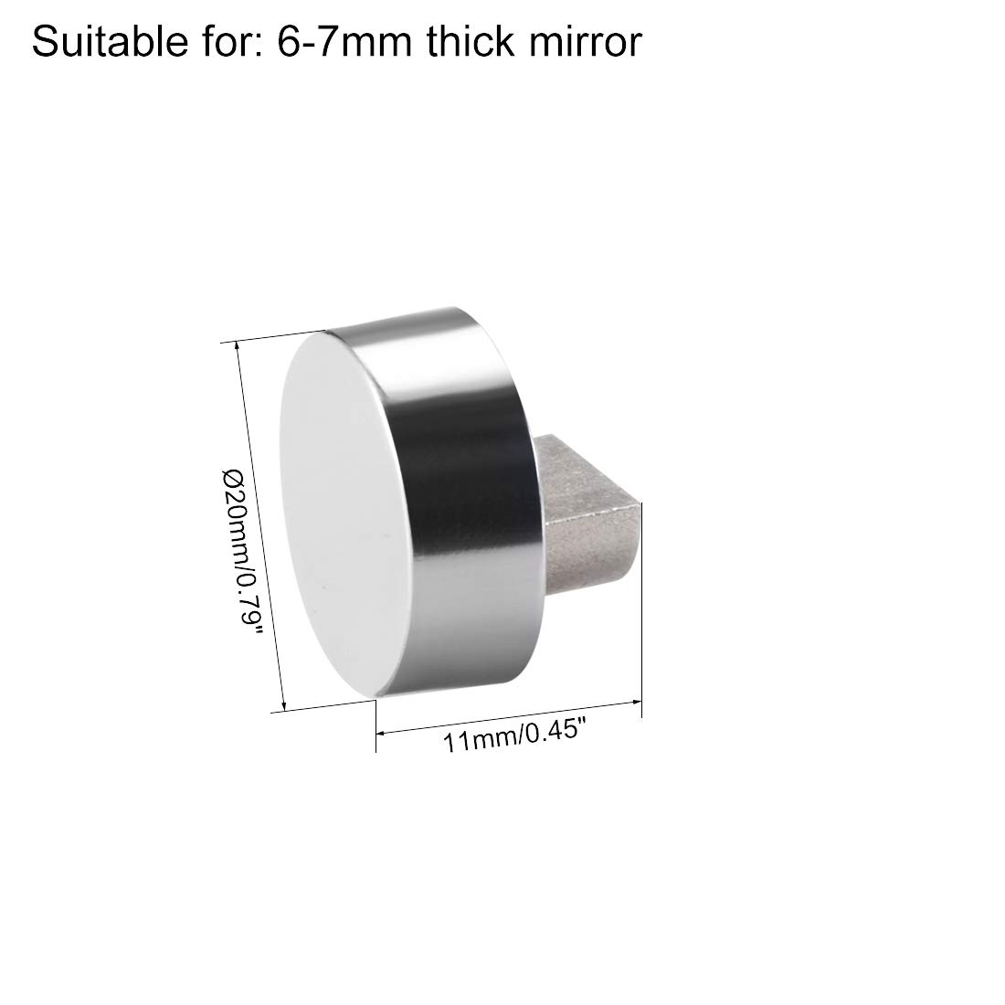 uxcell Zinc Alloy Mirror Clips - Round Glass Clamps Holder for 6-7mm Thick Mirrors (2 Pack) - Perfect for Bathroom, Vanity & Wall Mirror Installation