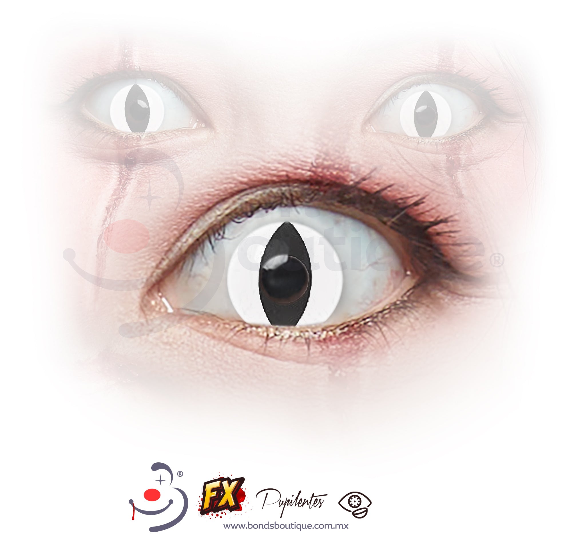 Pupilentes Creepy White Reptilian Contact Lenses - Perfect for Halloween Costumes, Cosplay & Theatrical Performances