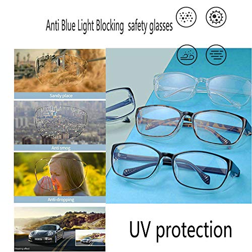 Safety Glasses with Readers 0 to +400 - Blue Light Blocking Reading Glasses for Women & Men - Clear Lens Protective Goggles for Computer Use, DIY Projects & Workplace Eye Protection
