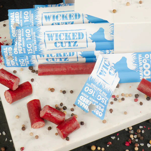 Premium Beef Sticks - Wicked Cutz | High Protein Snack for Hiking, Camping & On-the-Go | Gluten-Free & Keto-Friendly
