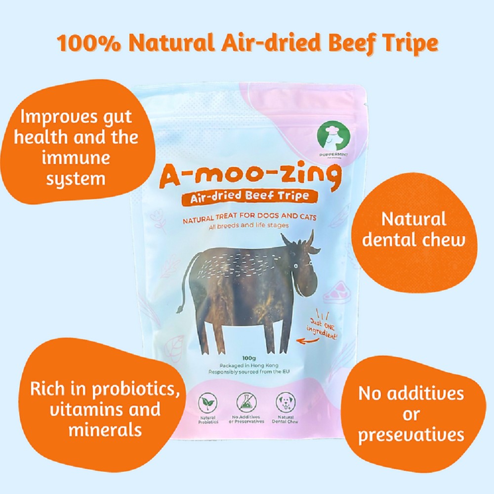 Premium Air-Dried Beef Tripe Dog Treats & Cat Snacks - All-Natural, Grain-Free Pet Chews for Training & Dental Health - Perfect for Puppies, Senior Dogs & Picky Eaters