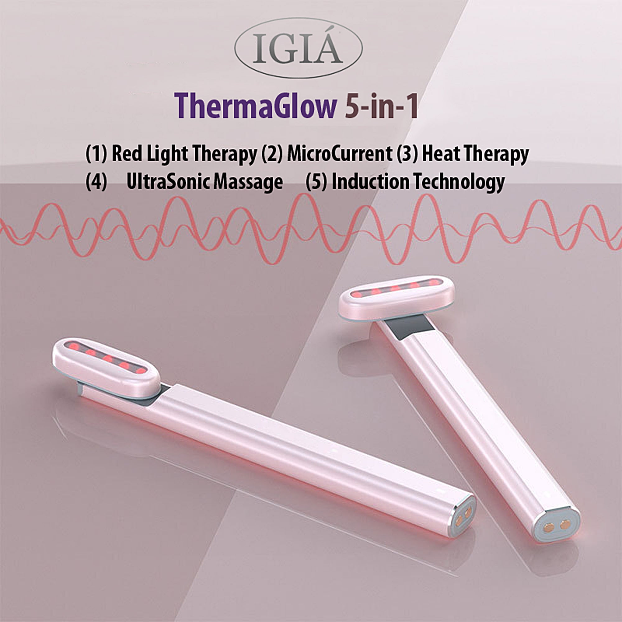 ThermaGlow 5-in-1 Red Light Therapy Device with Microcurrent, Heat & Ultrasonic Massage for Pain Relief & Skin Rejuvenation - Perfect for Home Spa, Facial Care & Muscle Recovery