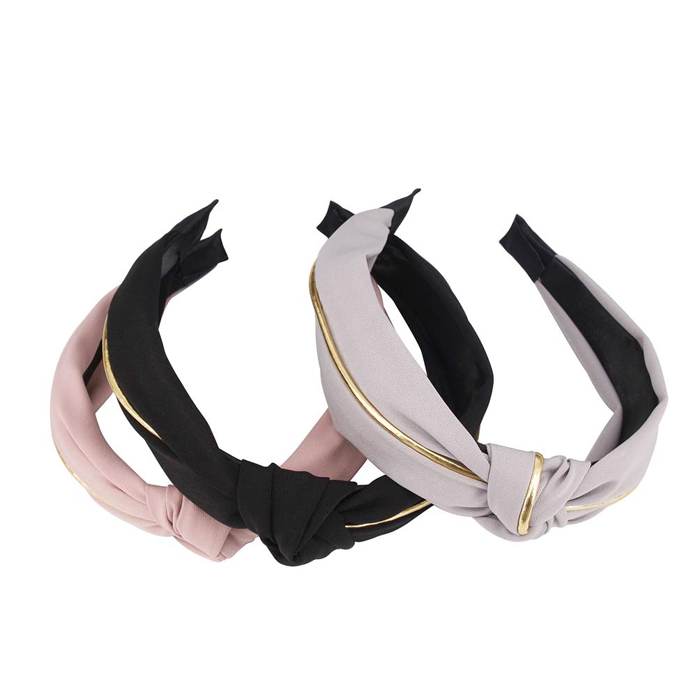 Hogoo Women's Fashion Hair Hoop Cross Knotted Headband Bow Hair Accessories Set - 3 Pack (Pink) for Women & Girls - Perfect for Parties, Weddings, Daily Wear & Gifts