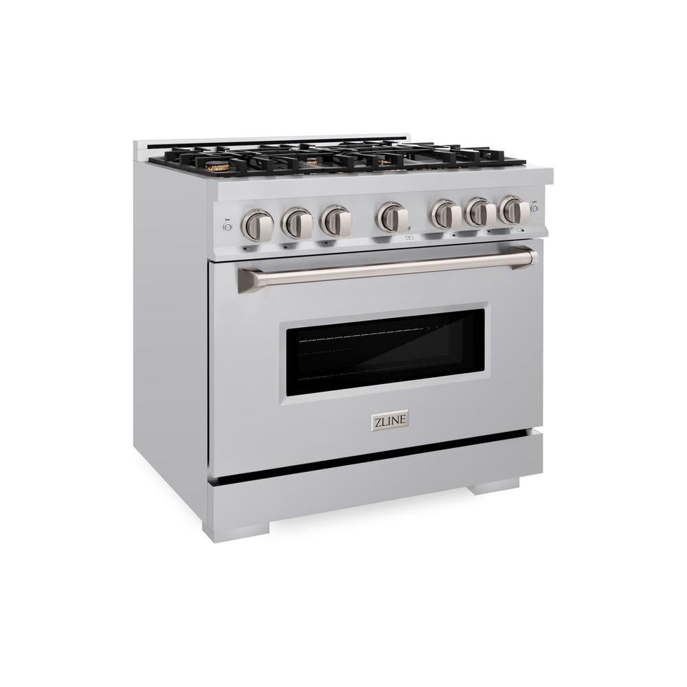 ZLINE 36 Inch 5.2 Cu. Ft. Stainless Steel Gas Range with Convection Oven & 6 Brass Burners - Professional Kitchen Appliance for Home Chefs & Cooking Enthusiasts | Perfect for Baking, Roasting & Family Meals (Model CGR BR 36)