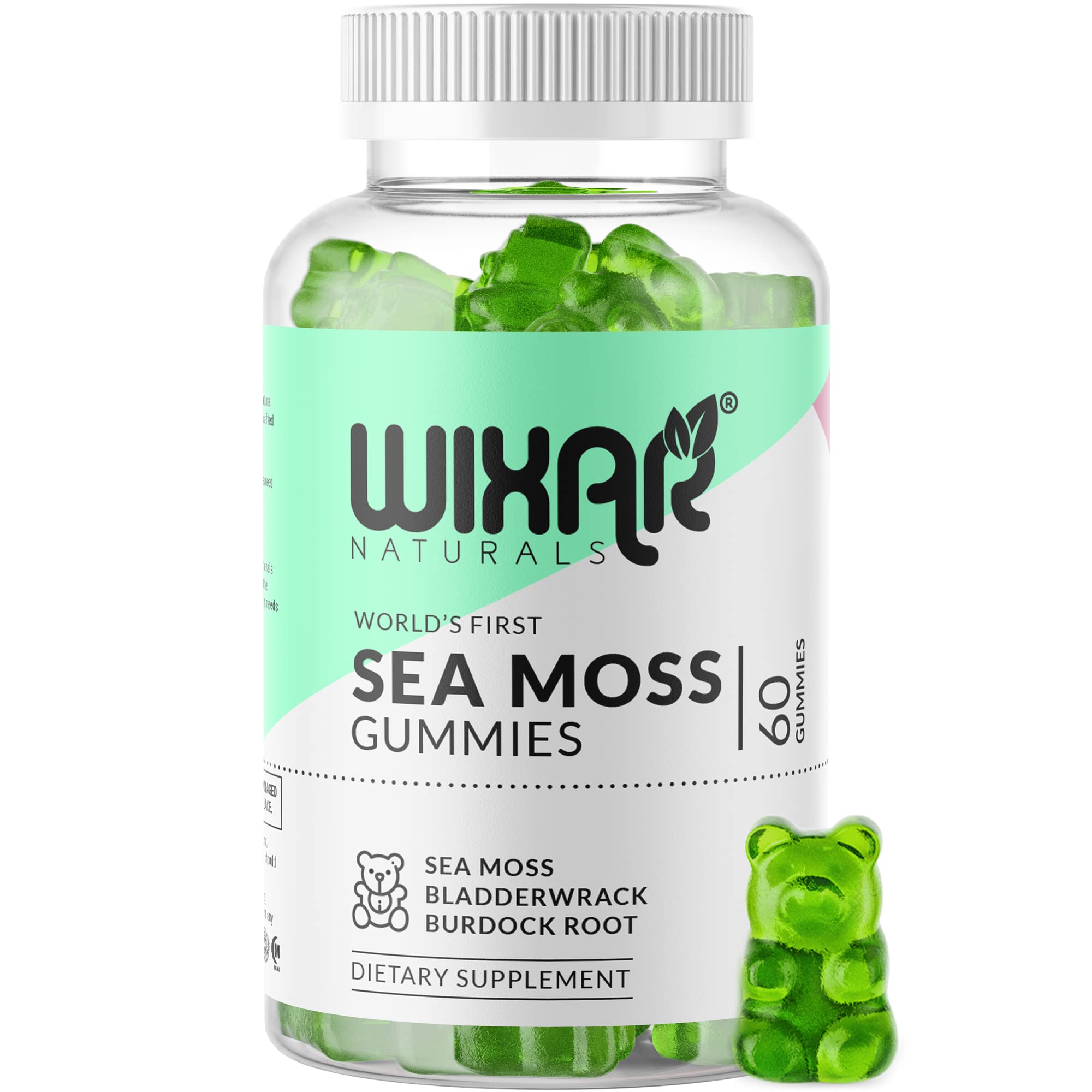 Organic Irish Sea Moss & Bladderwrack Gummies with Burdock Root - 60 Vegan Gummy Supplements for Immune Support, Gut Health & Wellness - Herbal Alkaline Supplement for Energy, Skin & Digestion - Perfect for Daily Wellness Routine & Immune Boosting