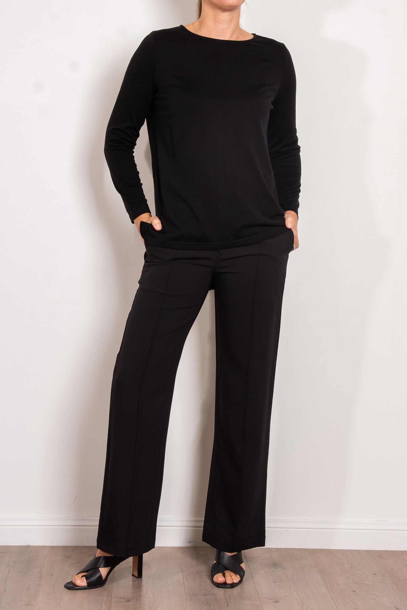 Vassalli Women's Wide Leg Ponte Dress Pants - Comfortable Stretch Office Pants for Work & Business Attire