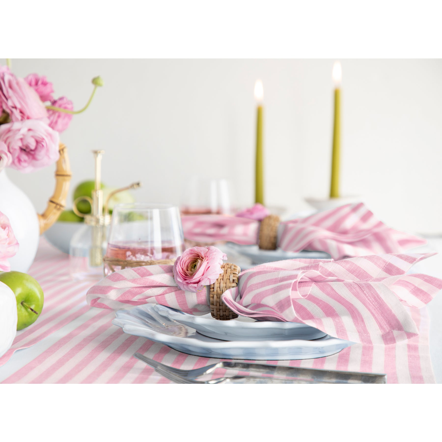 Amalfi Stripe Cotton Napkins Set of 12 - Premium Dinner Napkins for Formal Dining, Parties & Holiday Table Decor - Elegant Italian-Inspired Table Linens