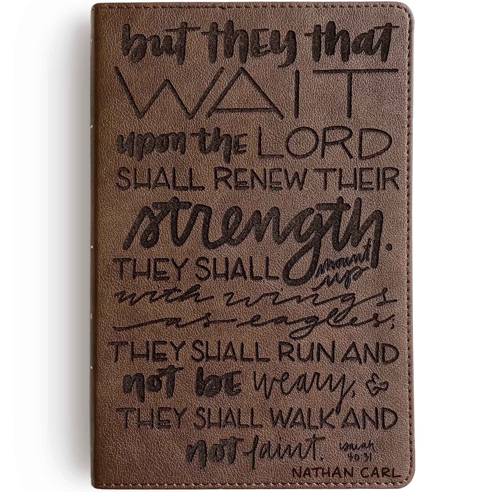 Hand Illustrated & Laser Engraved KJV Bible - Genuine Leathertouch Brown Cover with Custom Name Engraving - Perfect Personalized Gift for Weddings, Baptisms, Graduations & Birthdays - Ideal for Religious Ceremonies, Daily Devotion & Special Occasions