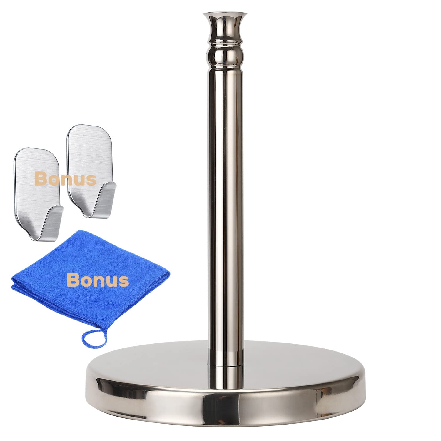 Stainless Steel Paper Towel Holder with Heavy Weighted Base (3LBS, 7.5